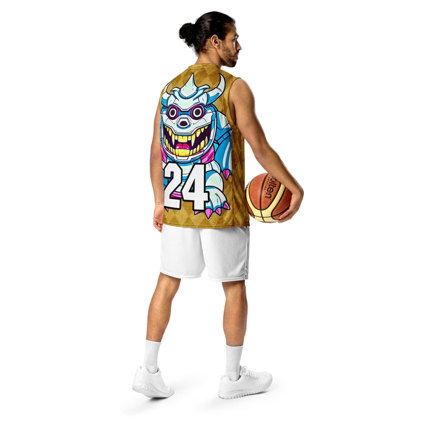 Kind Claw - Recycled unisex basketball jersey - Golden Argyle Colorway - BBairt