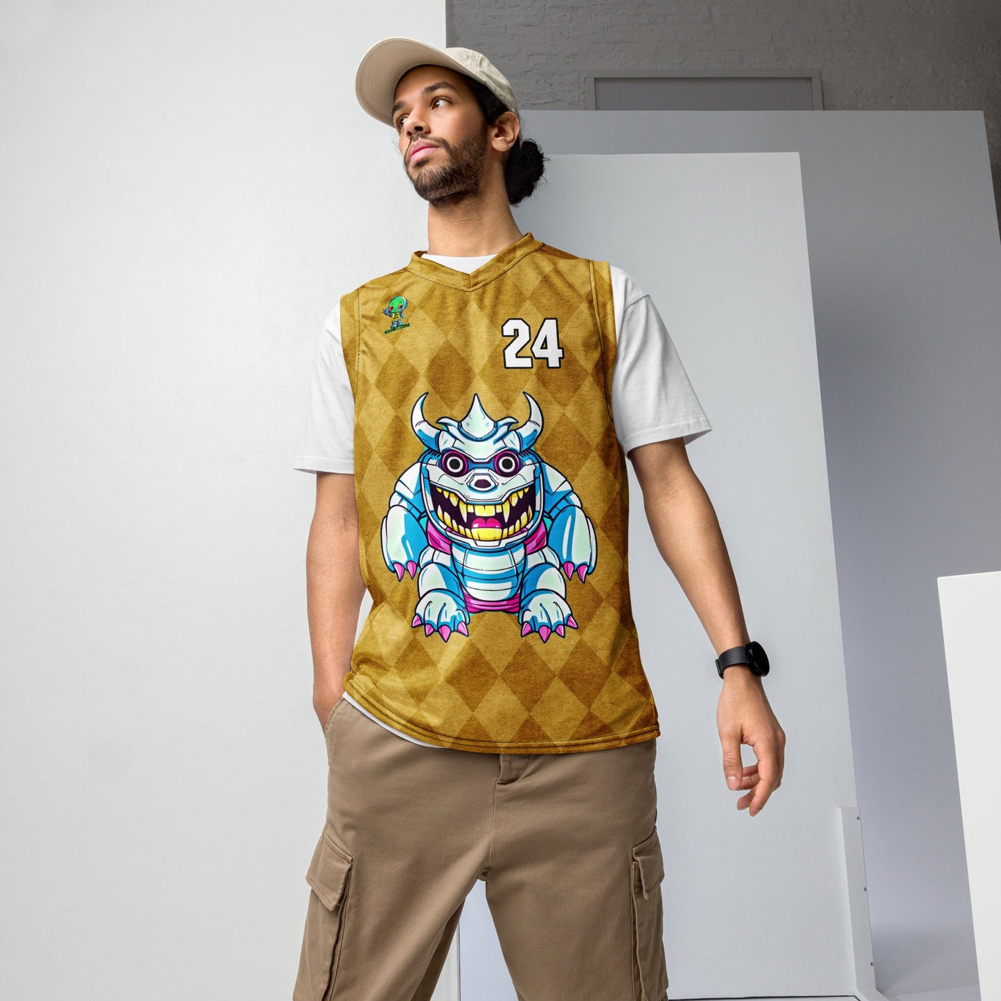 Kind Claw - Recycled unisex basketball jersey - Golden Argyle Colorway - BBairt