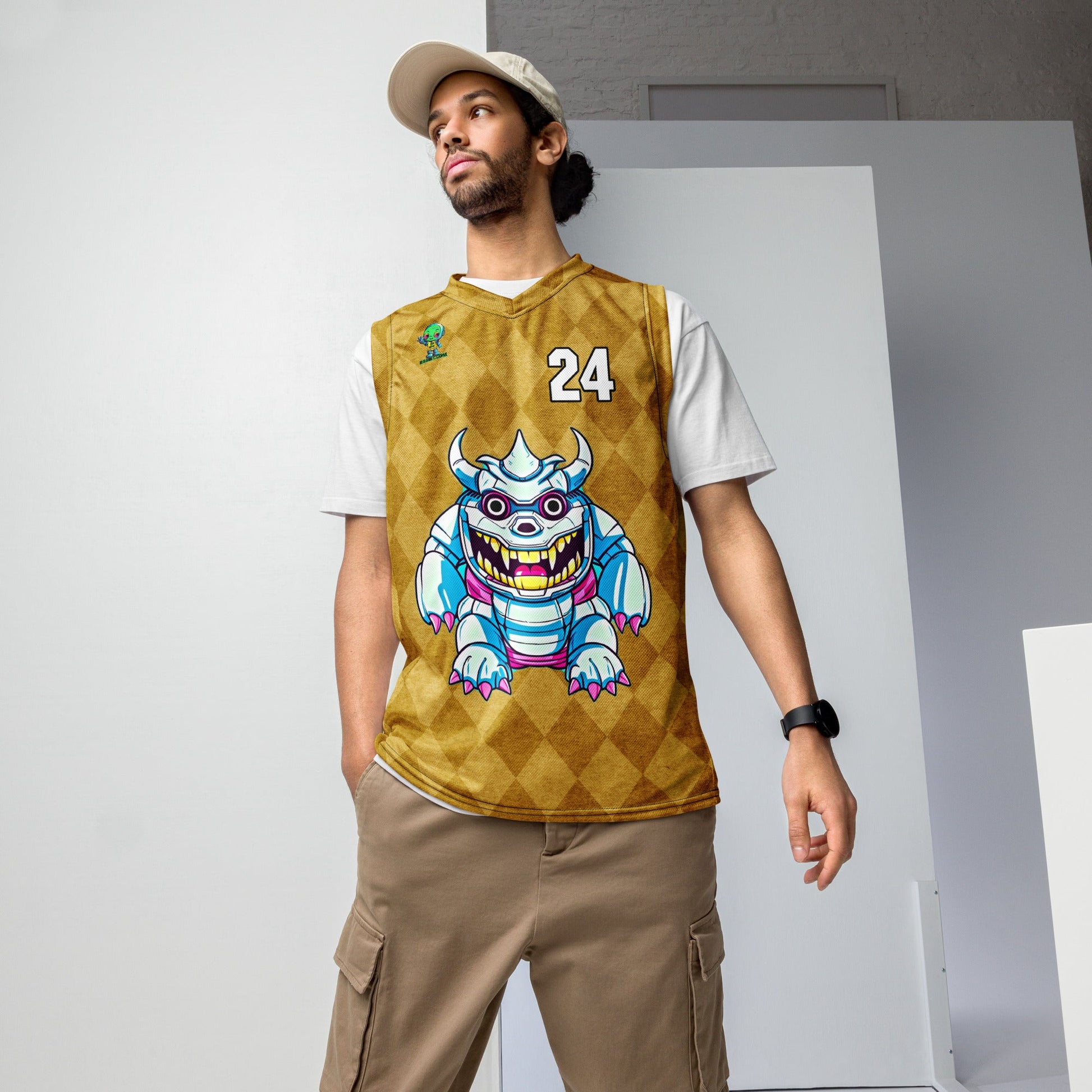 Kind Claw - Recycled unisex basketball jersey - Golden Argyle Colorway - BBairt