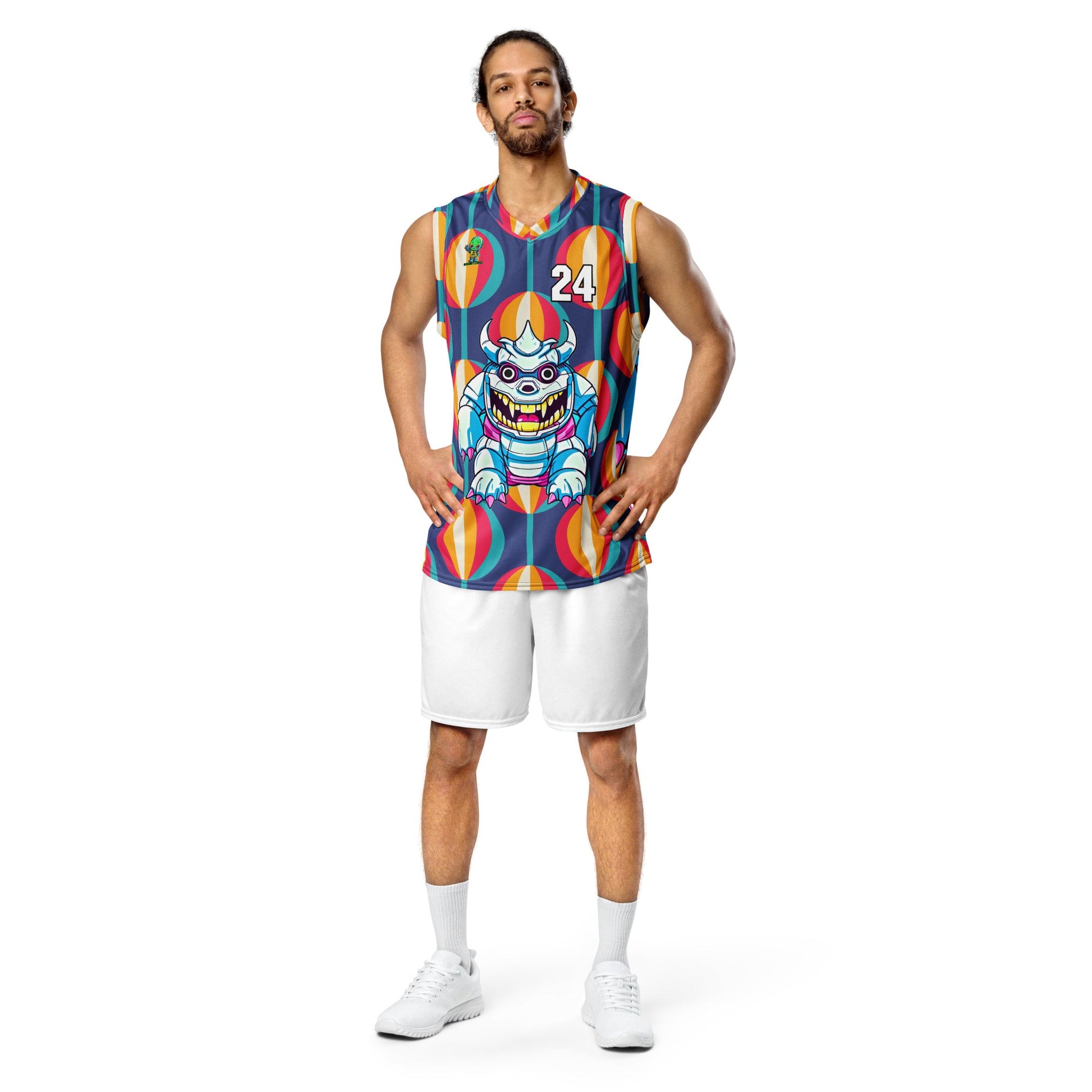 Kind Claw - Recycled unisex basketball jersey - Retro Carnival Colorway - BBairt
