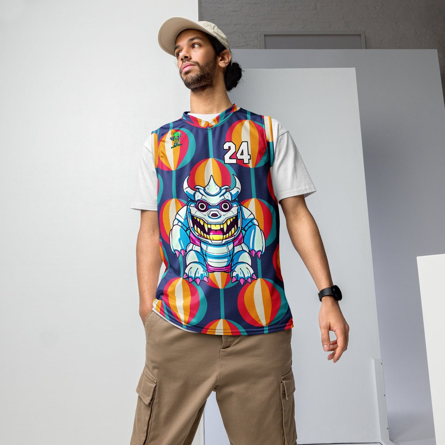 Kind Claw - Recycled unisex basketball jersey - Retro Carnival Colorway - BBairt