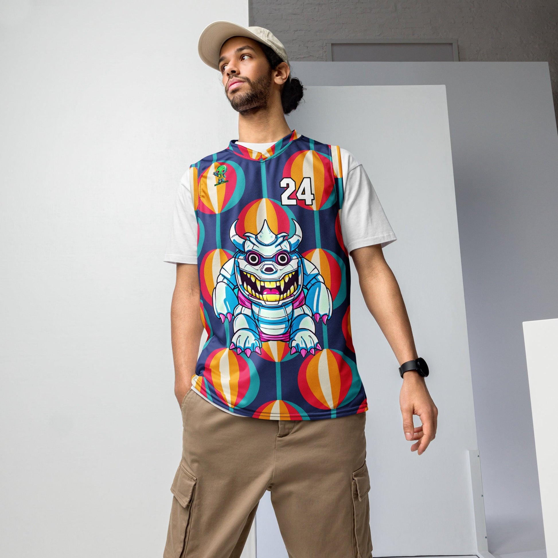 Kind Claw - Recycled unisex basketball jersey - Retro Carnival Colorway - BBairt