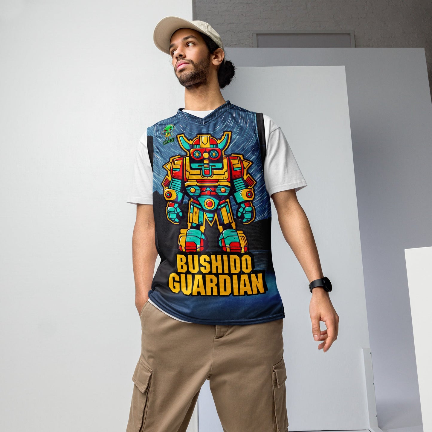 Mech Bushido Guardian - Recycled unisex basketball jersey - Lake - BBairt
