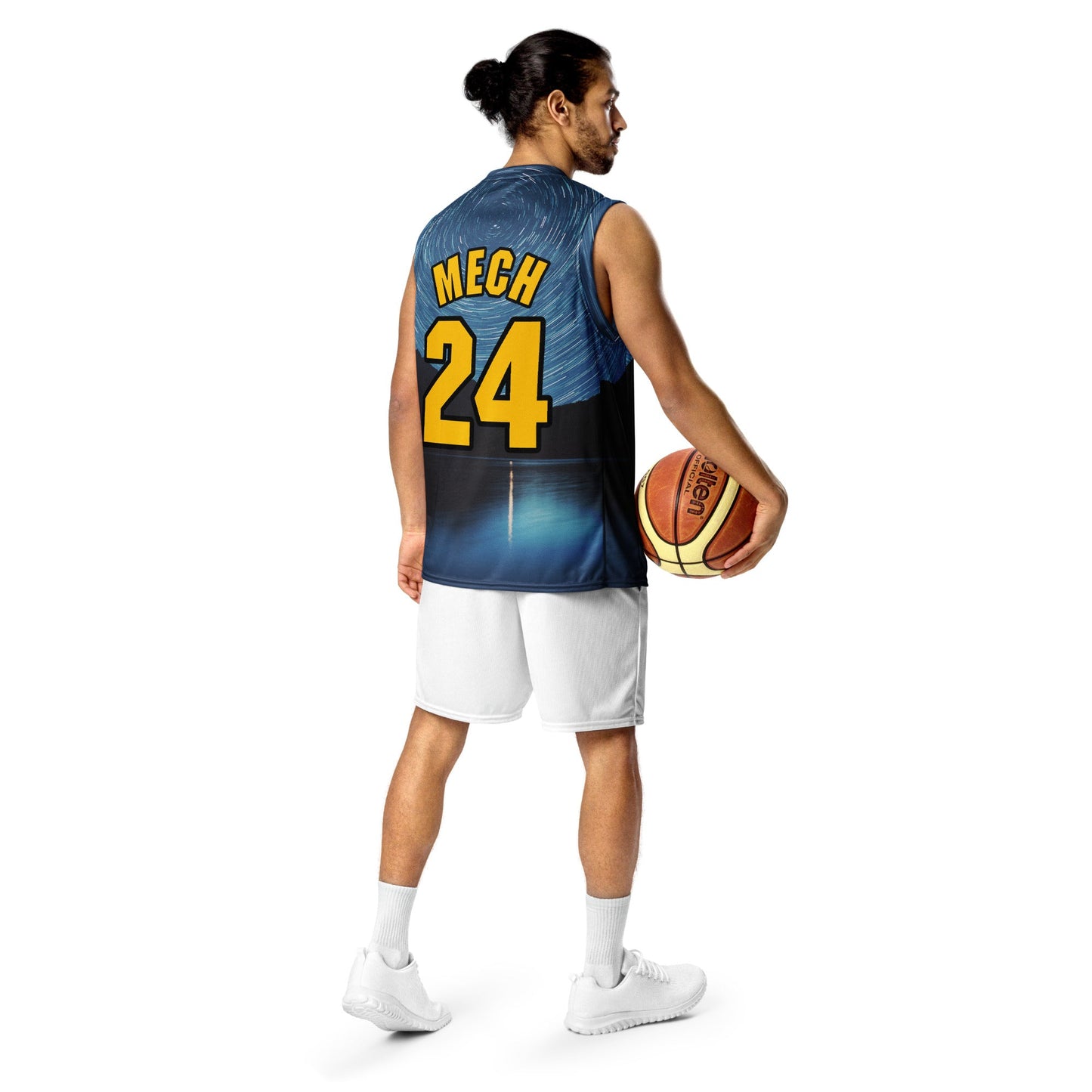 Mech Bushido Guardian - Recycled unisex basketball jersey - Lake - BBairt