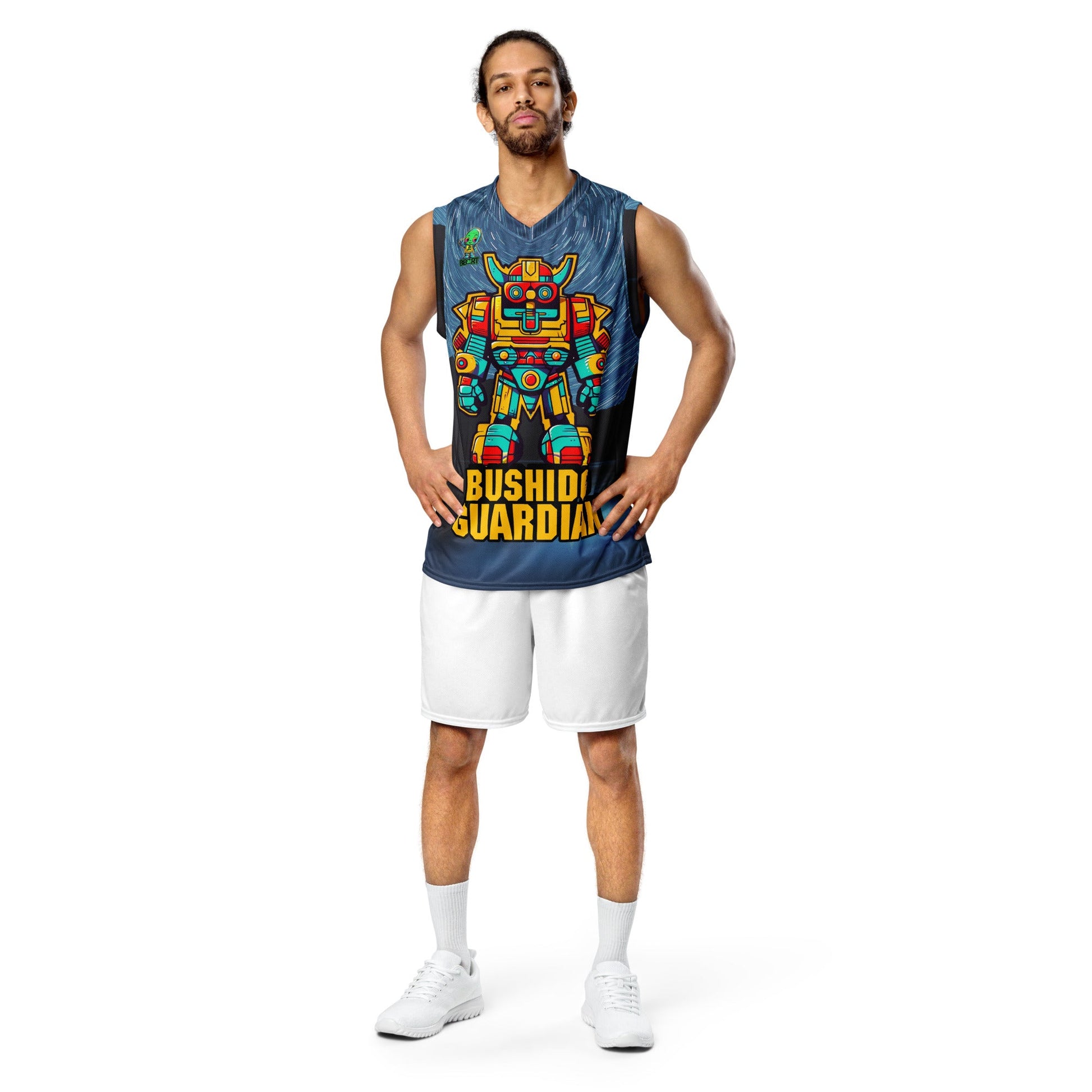 Mech Bushido Guardian - Recycled unisex basketball jersey - Lake - BBairt