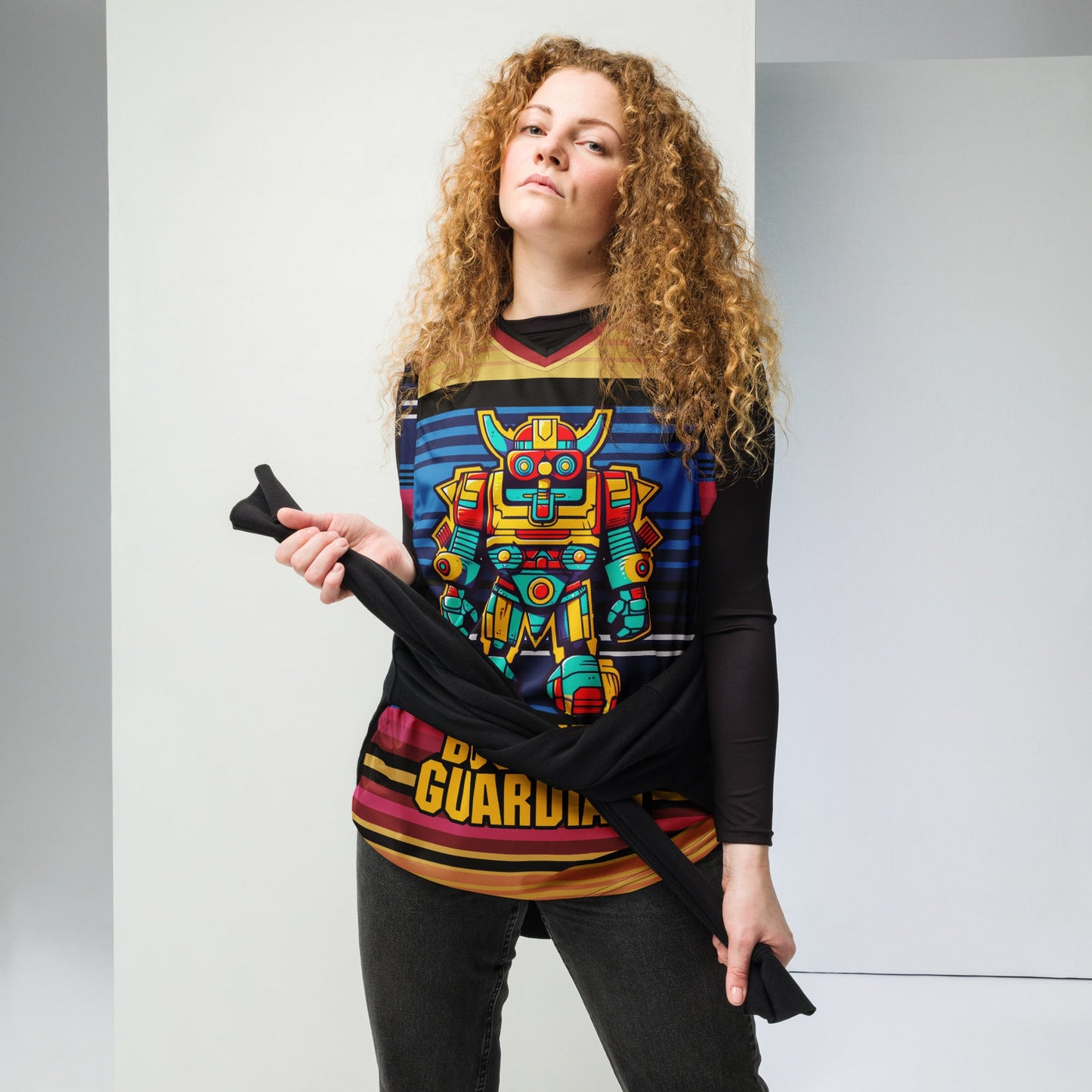 Mech Bushido Guardian - Recycled unisex basketball jersey - Neopolitan - BBairt