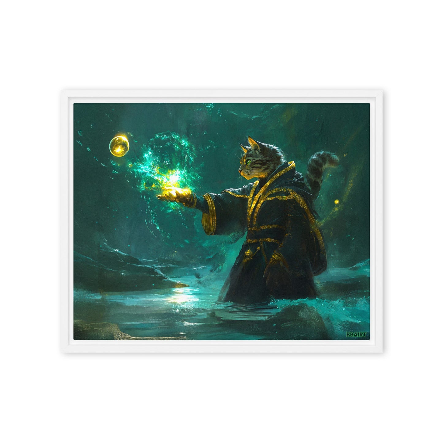 Mysticpaw the Spellcaster - Framed Canvas Print - BBairt