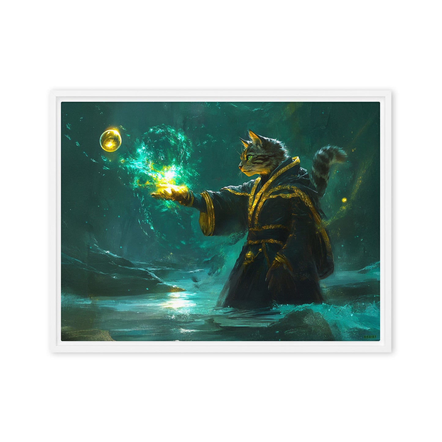 Mysticpaw the Spellcaster - Framed Canvas Print - BBairt