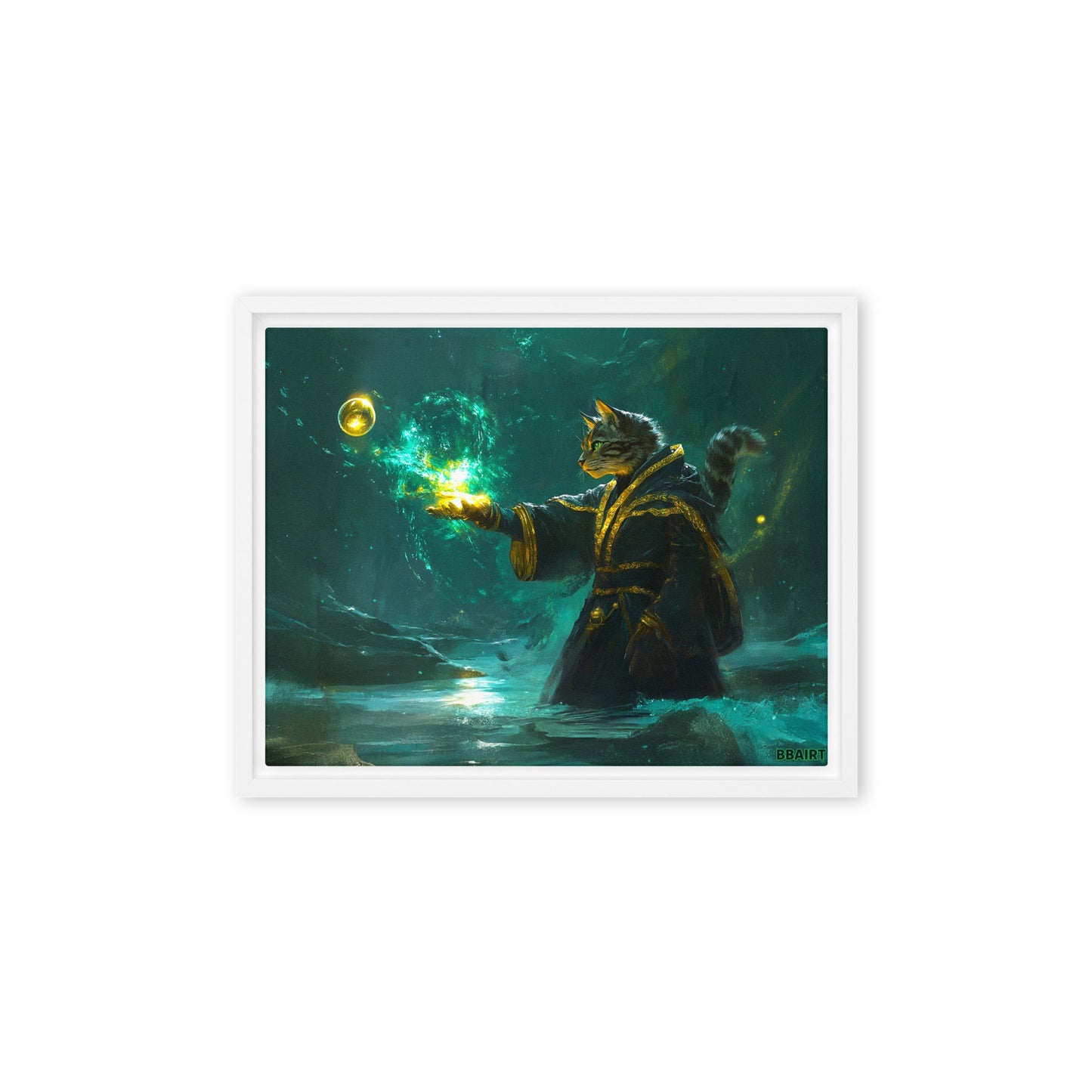 Mysticpaw the Spellcaster - Framed Canvas Print - BBairt