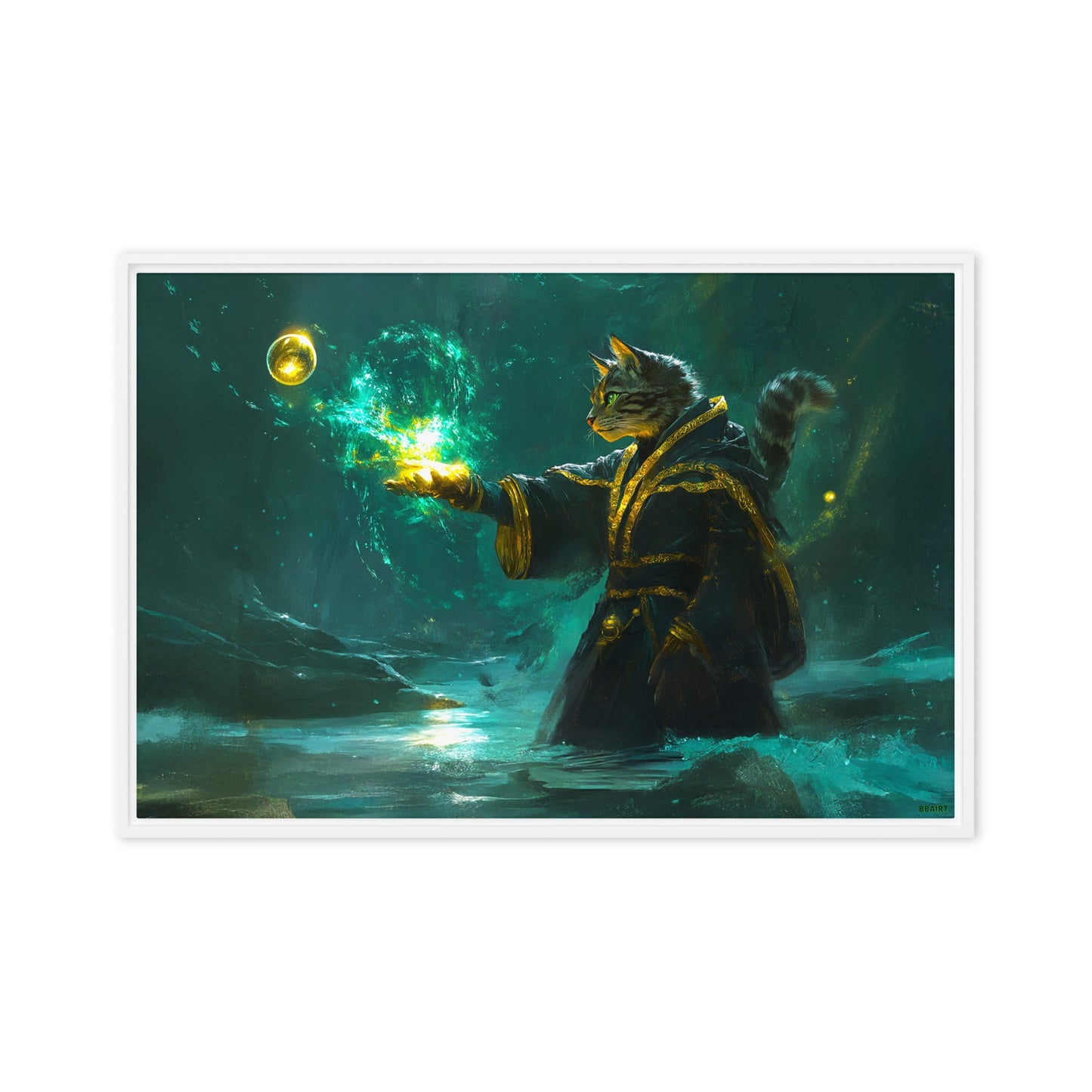 Mysticpaw the Spellcaster - Framed Canvas Print - BBairt