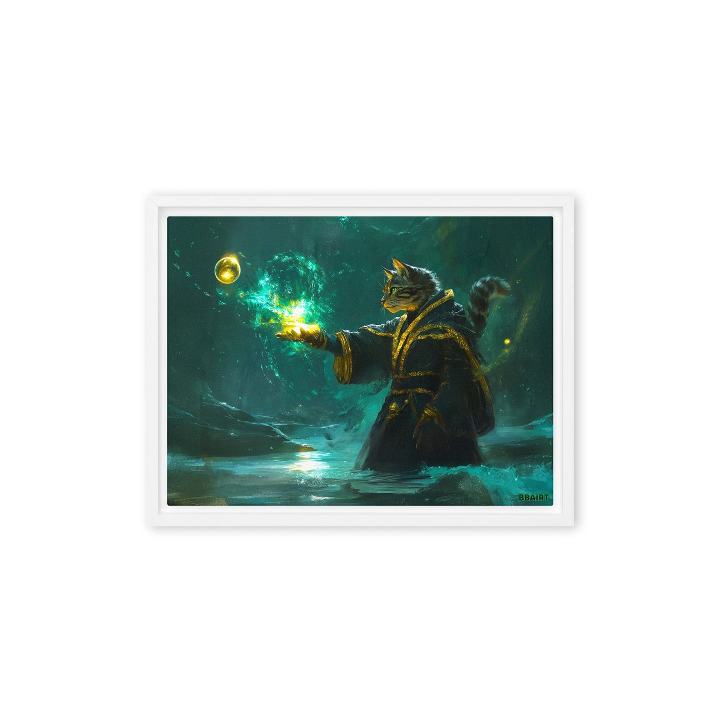 Mysticpaw the Spellcaster - Framed Canvas Print - BBairt