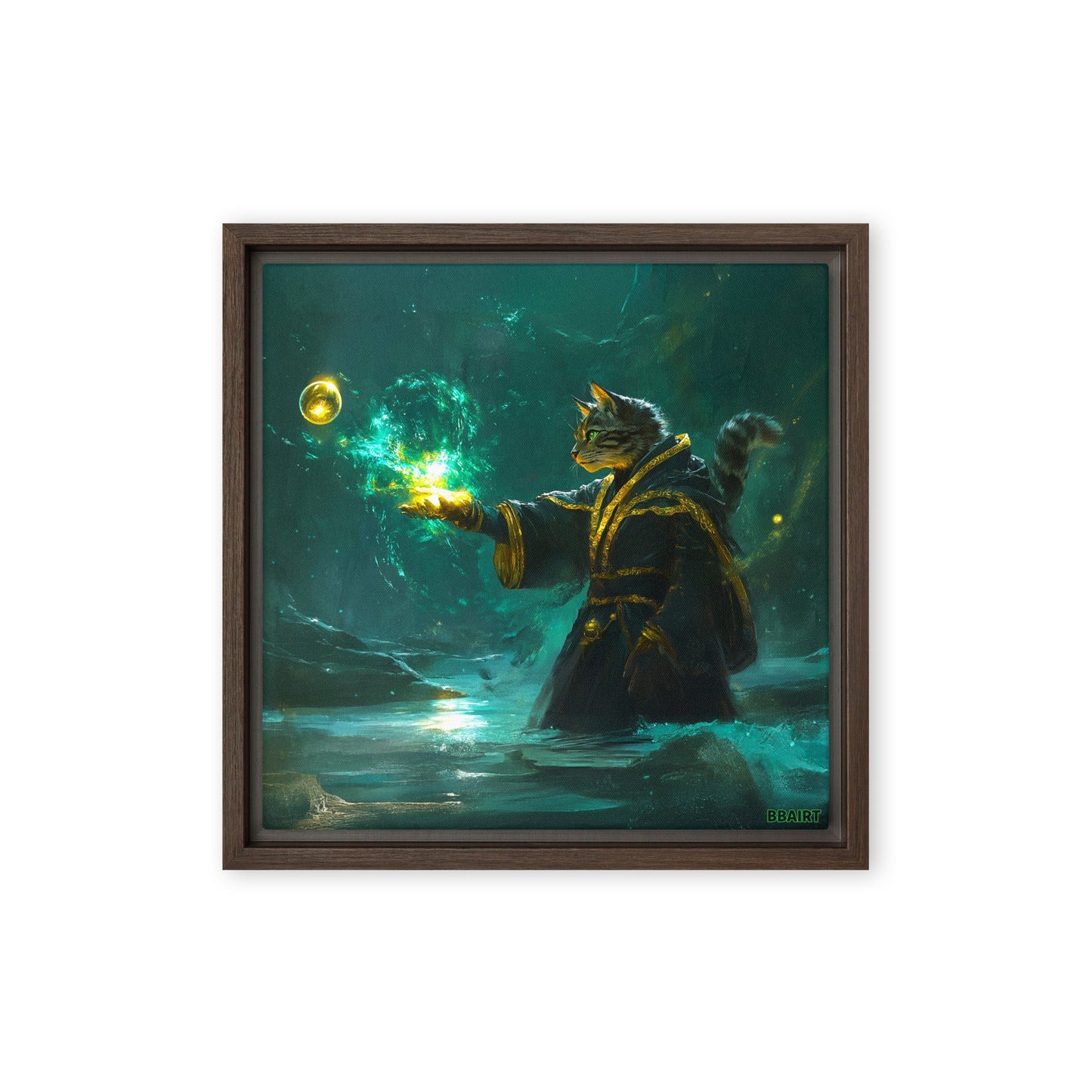 Mysticpaw the Spellcaster - Framed Canvas Print - BBairt