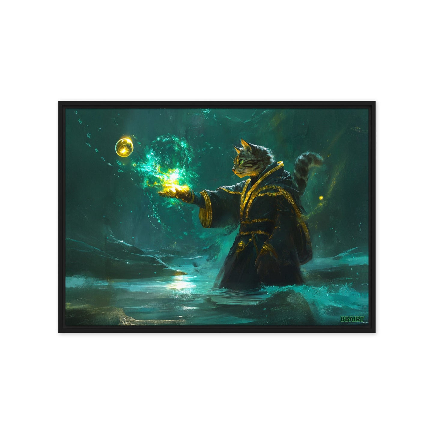 Mysticpaw the Spellcaster - Framed Canvas Print - BBairt