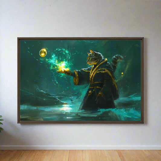 Mysticpaw the Spellcaster - Framed Canvas Print - BBairt
