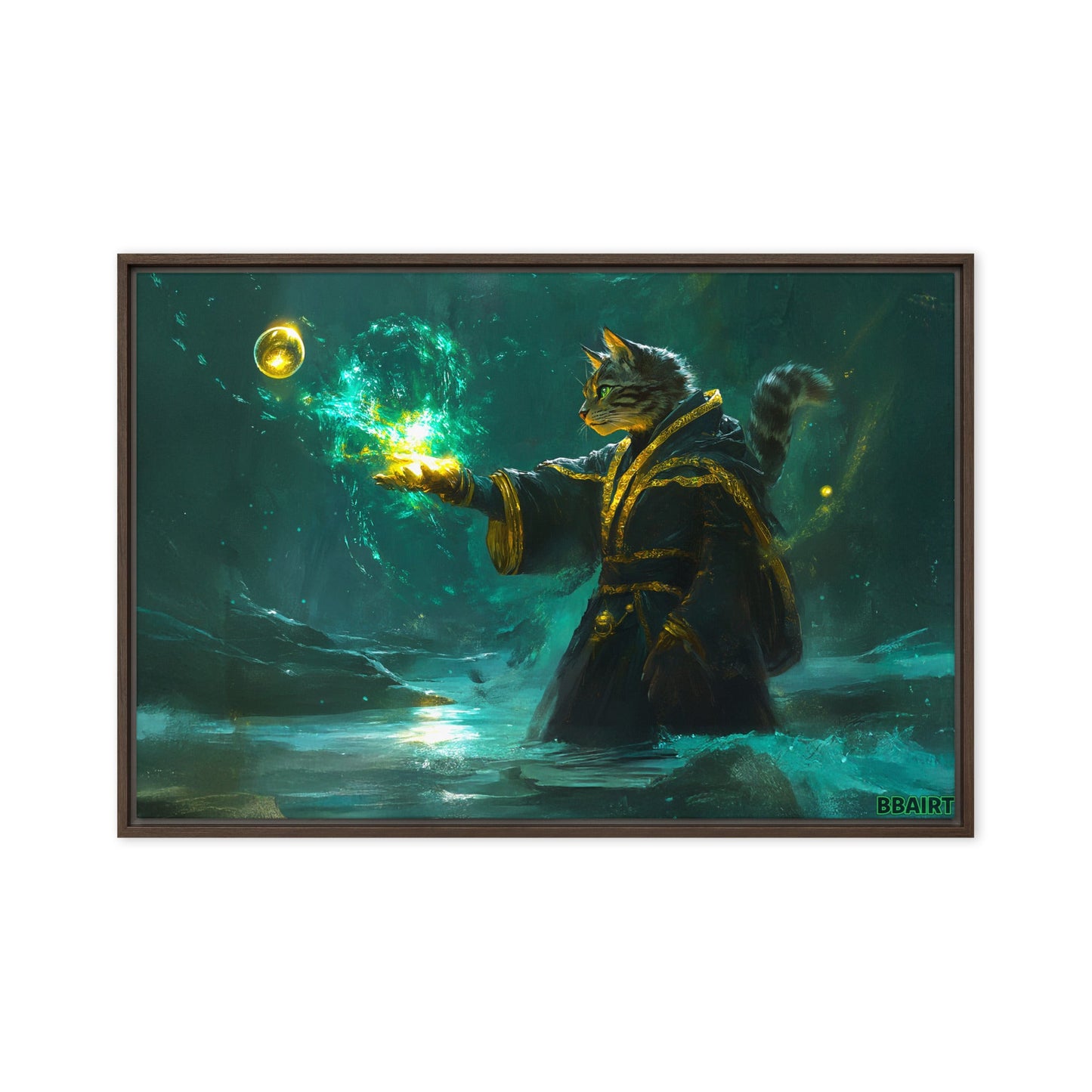 Mysticpaw the Spellcaster - Framed Canvas Print - BBairt