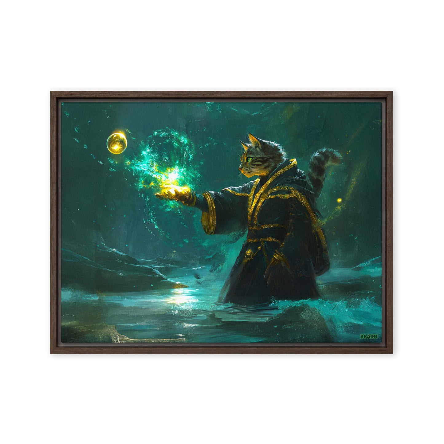Mysticpaw the Spellcaster - Framed Canvas Print - BBairt