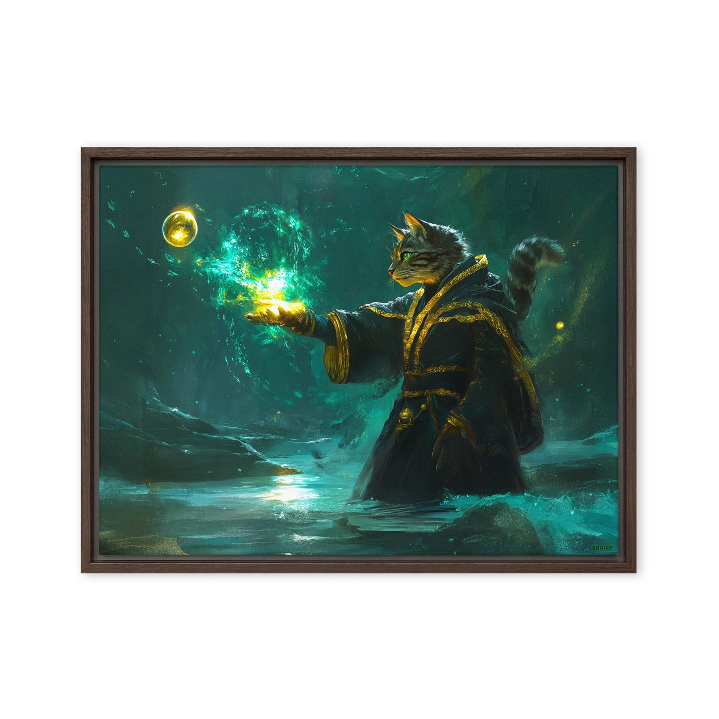 Mysticpaw the Spellcaster - Framed Canvas Print - BBairt