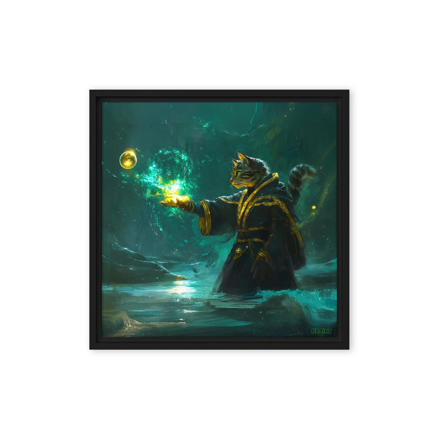 Mysticpaw the Spellcaster - Framed Canvas Print - BBairt