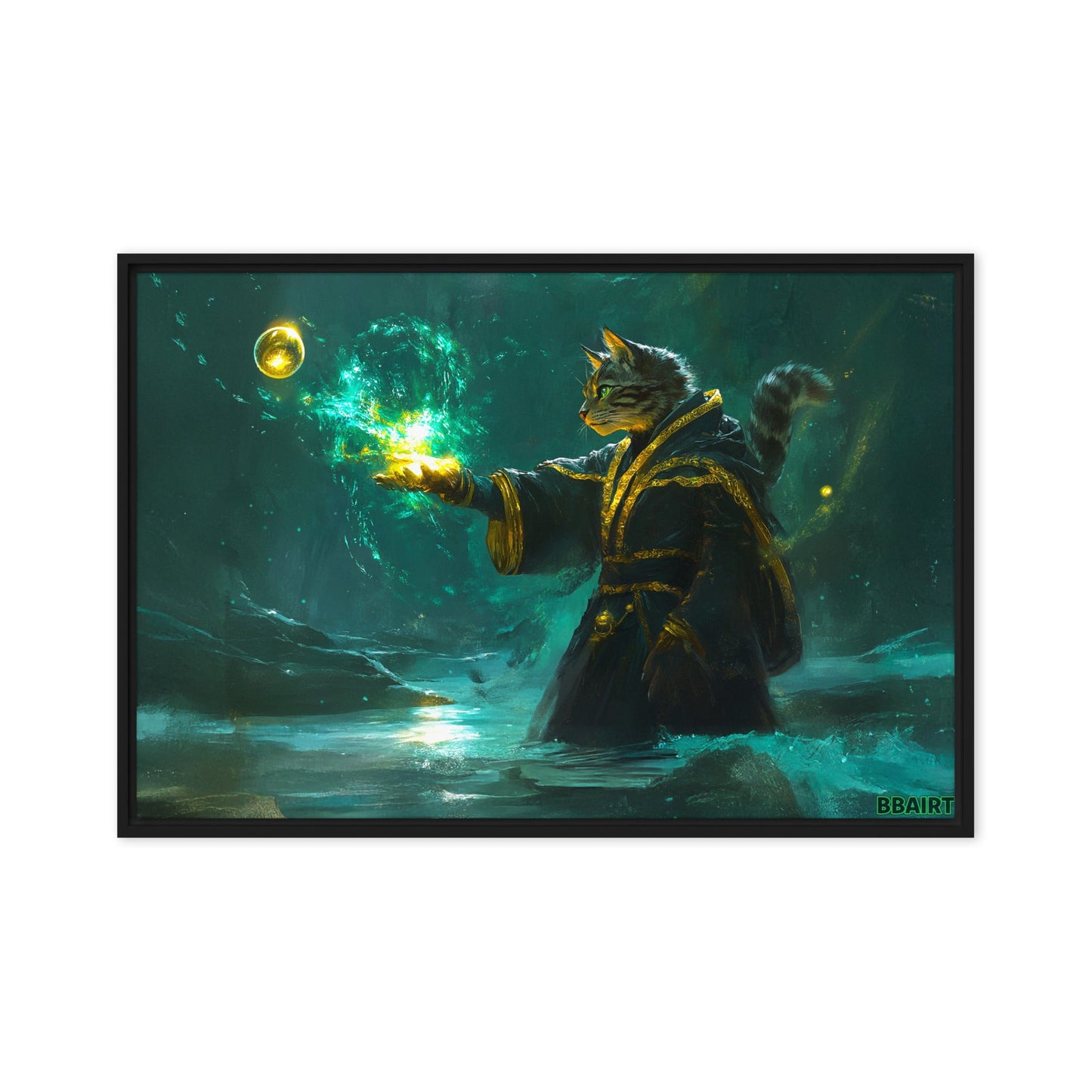 Mysticpaw the Spellcaster - Framed Canvas Print - BBairt