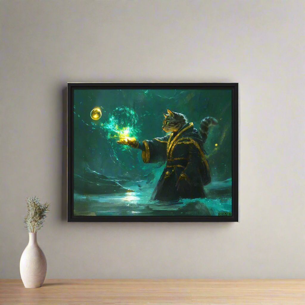 Mysticpaw the Spellcaster - Framed Canvas Print - BBairt