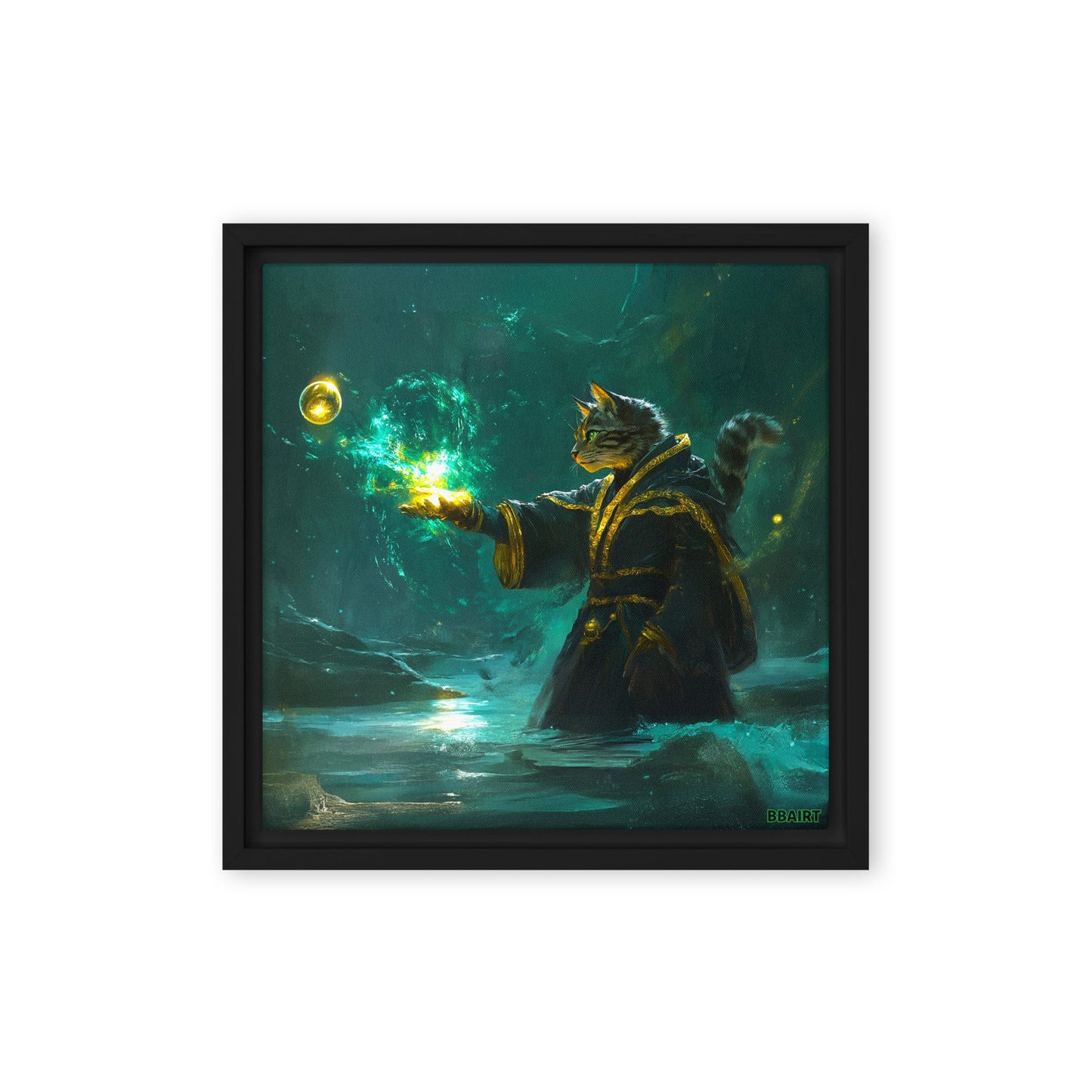 Mysticpaw the Spellcaster - Framed Canvas Print - BBairt