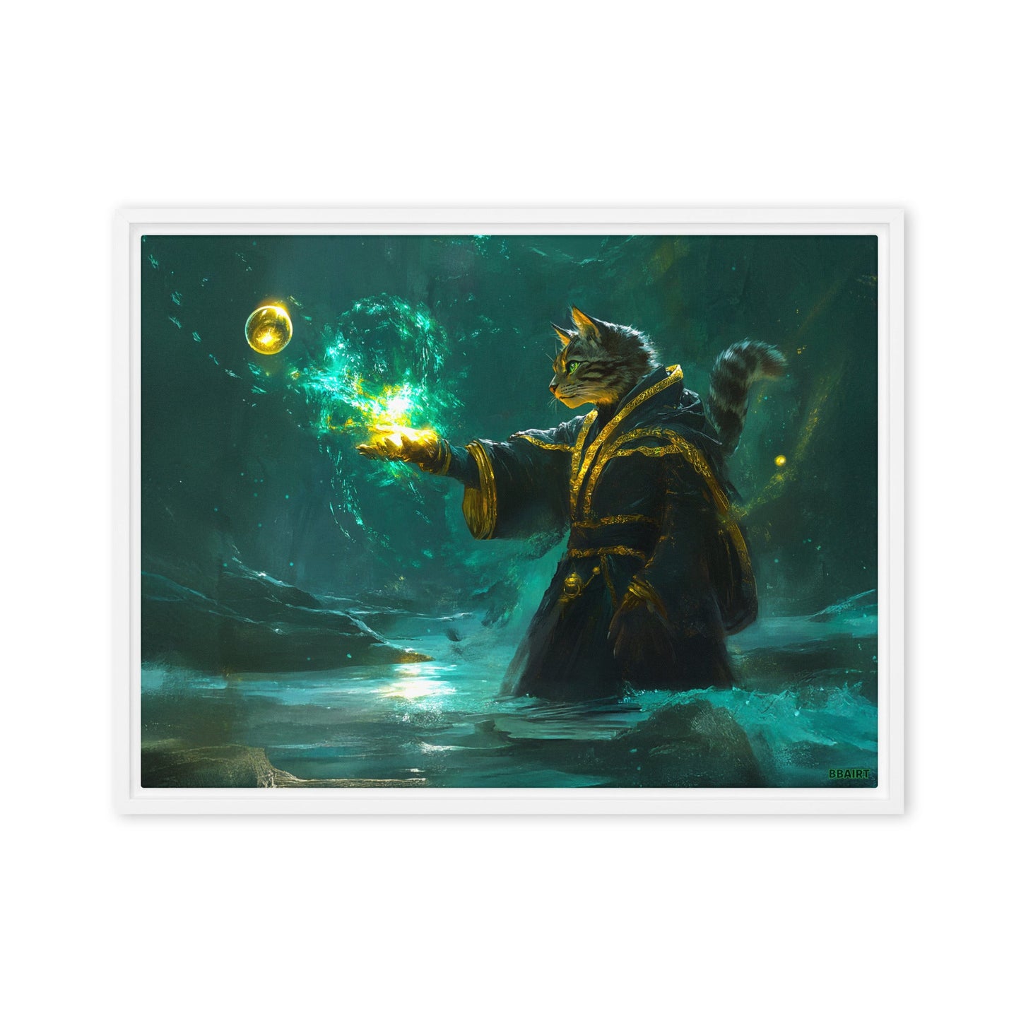 Mysticpaw the Spellcaster - Framed Canvas Print - BBairt