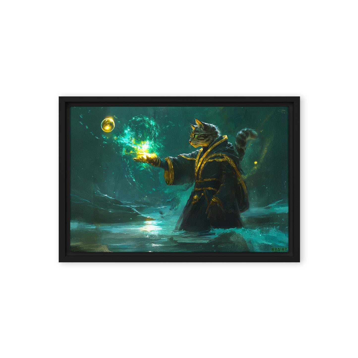 Mysticpaw the Spellcaster - Framed Canvas Print - BBairt