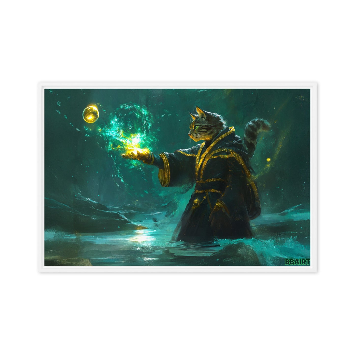 Mysticpaw the Spellcaster - Framed Canvas Print - BBairt