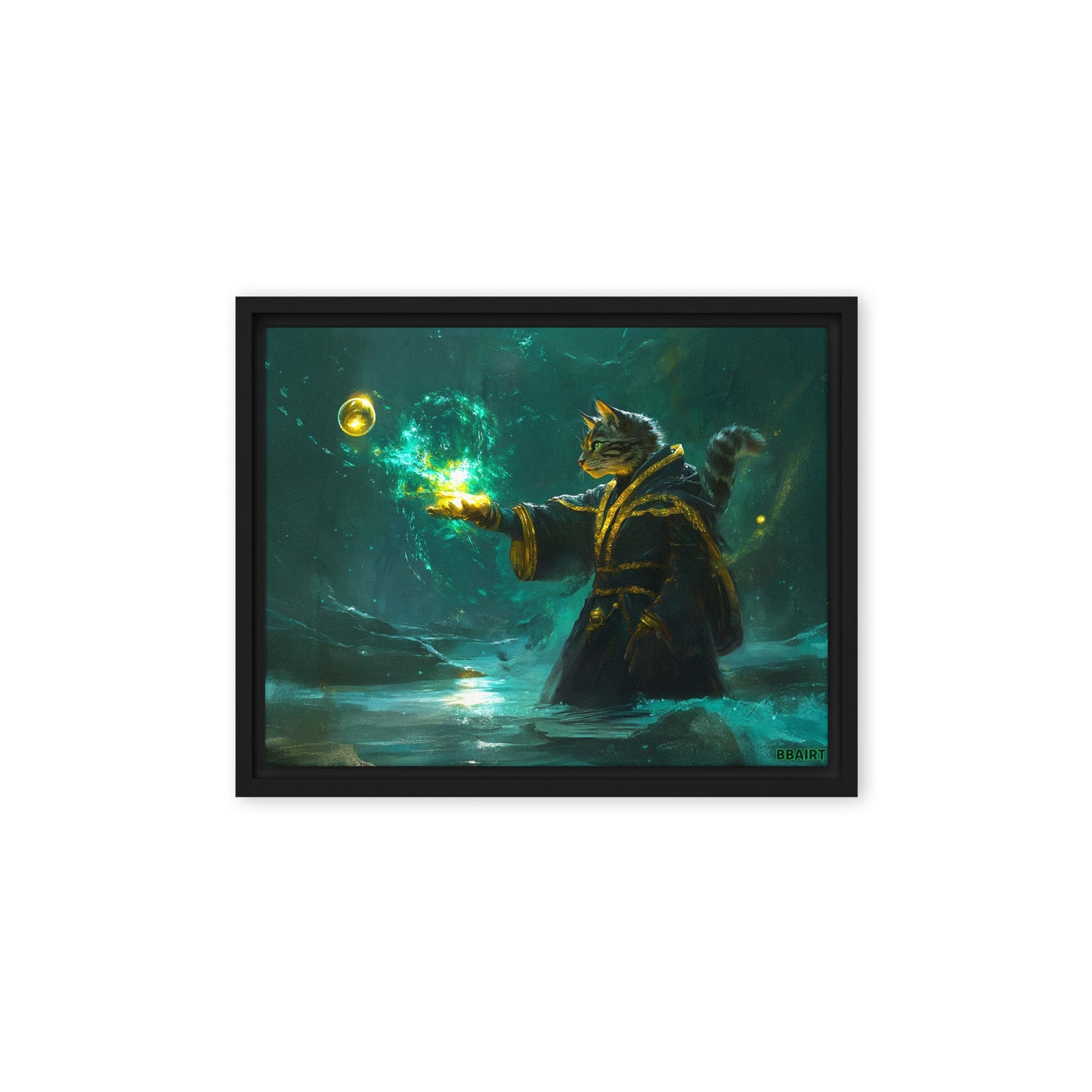 Mysticpaw the Spellcaster - Framed Canvas Print - BBairt