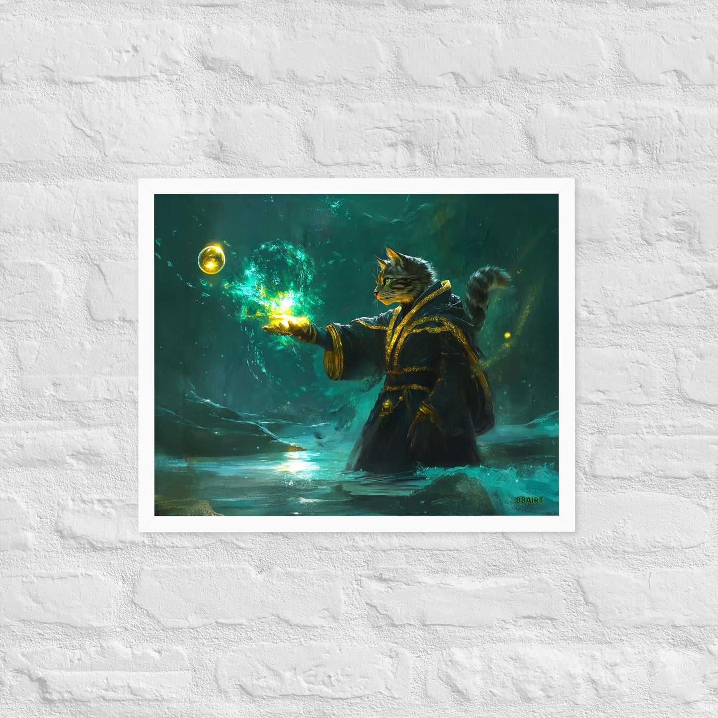 Mysticpaw the Spellcaster - Framed Matte Poster - BBairt