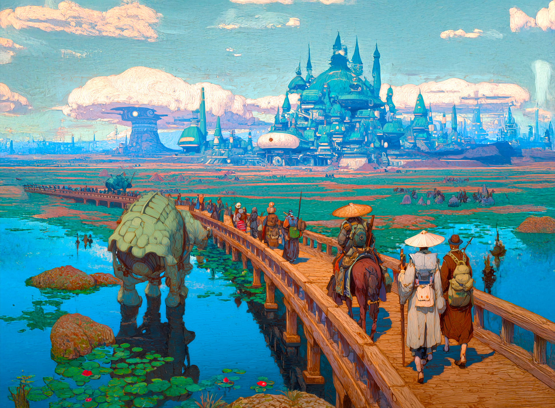 Pilgrims of the Azure Causeway - Desk Mat - BBairt