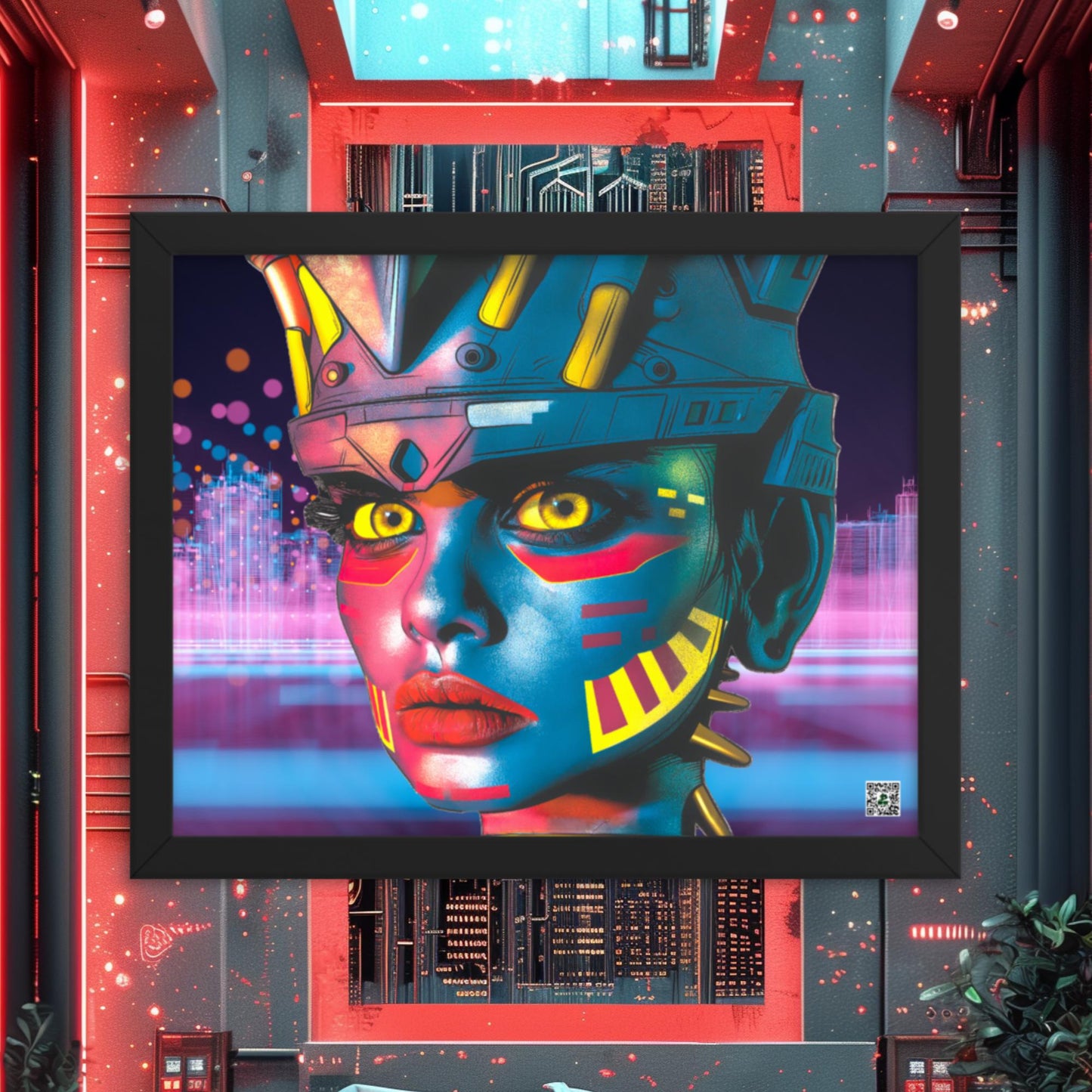 Cyber Empress - Framed photo paper poster - Neon Skyline