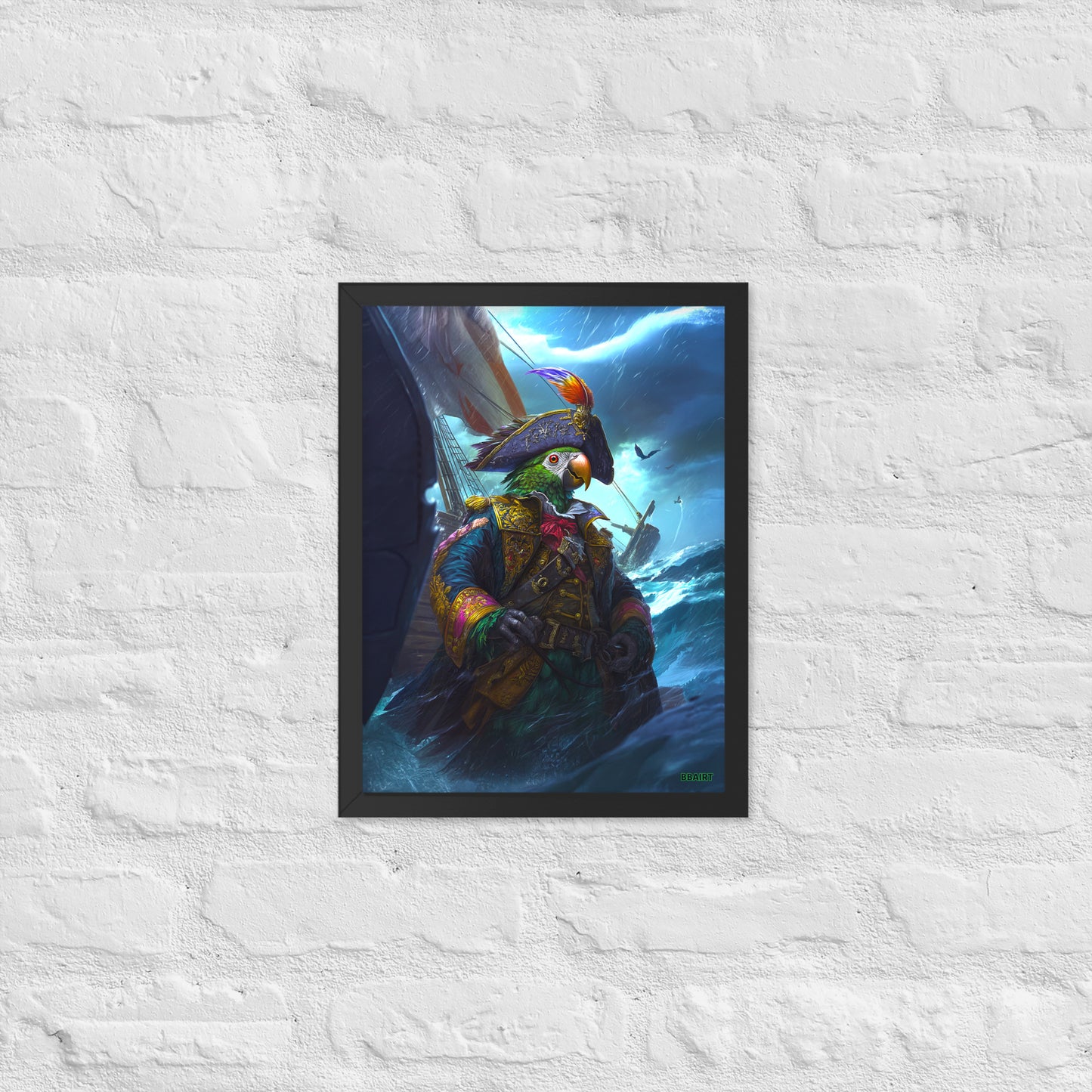 Captain Plume the Pirate Parrot - Framed Photo Paper Poster