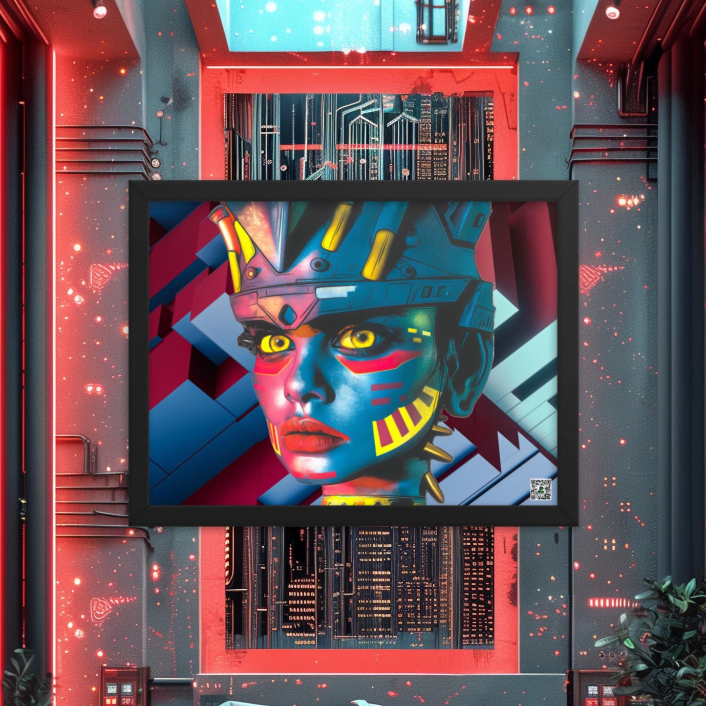 Cyber Empress - Framed photo paper poster - Geometric Pulse Colorway