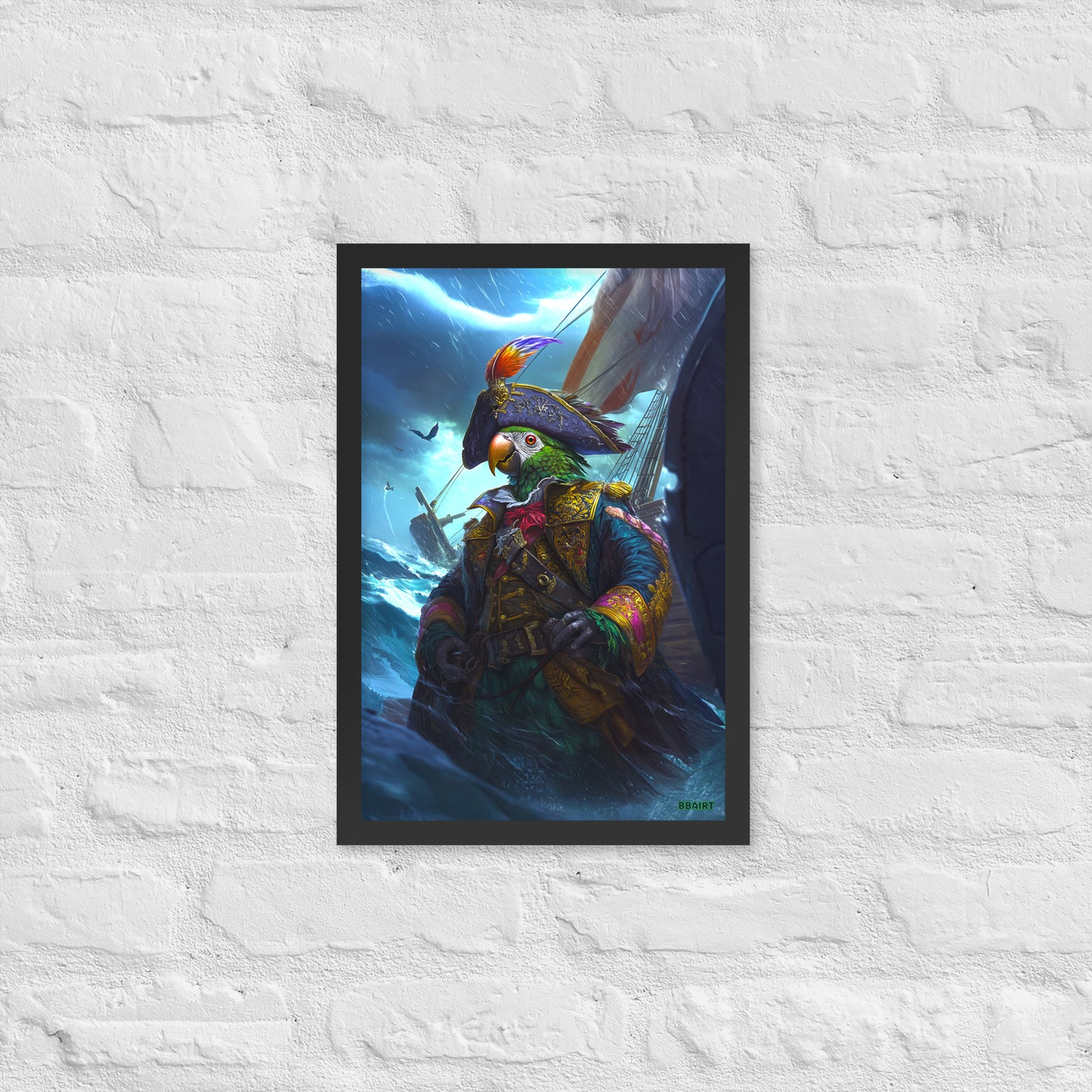 Captain Plume the Pirate Parrot - Framed Photo Paper Poster