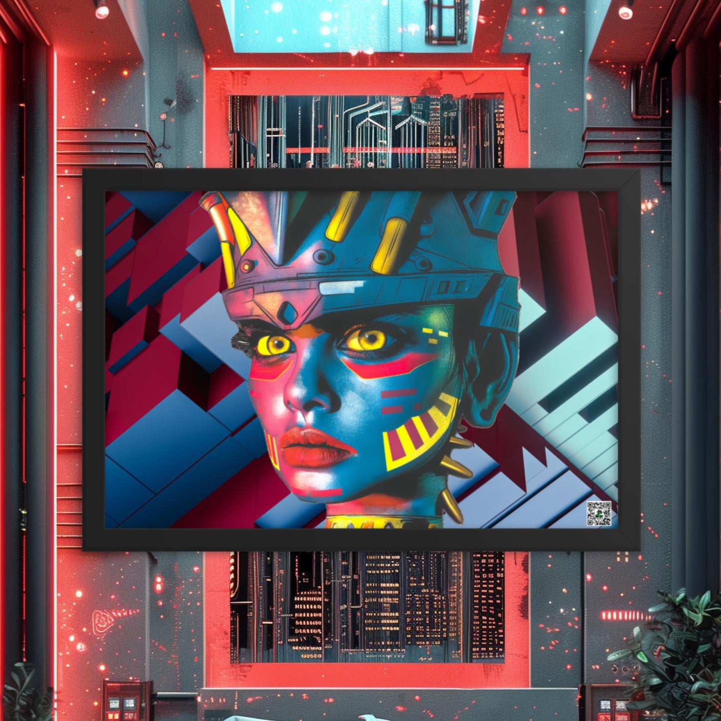 Cyber Empress - Framed photo paper poster - Geometric Pulse Colorway