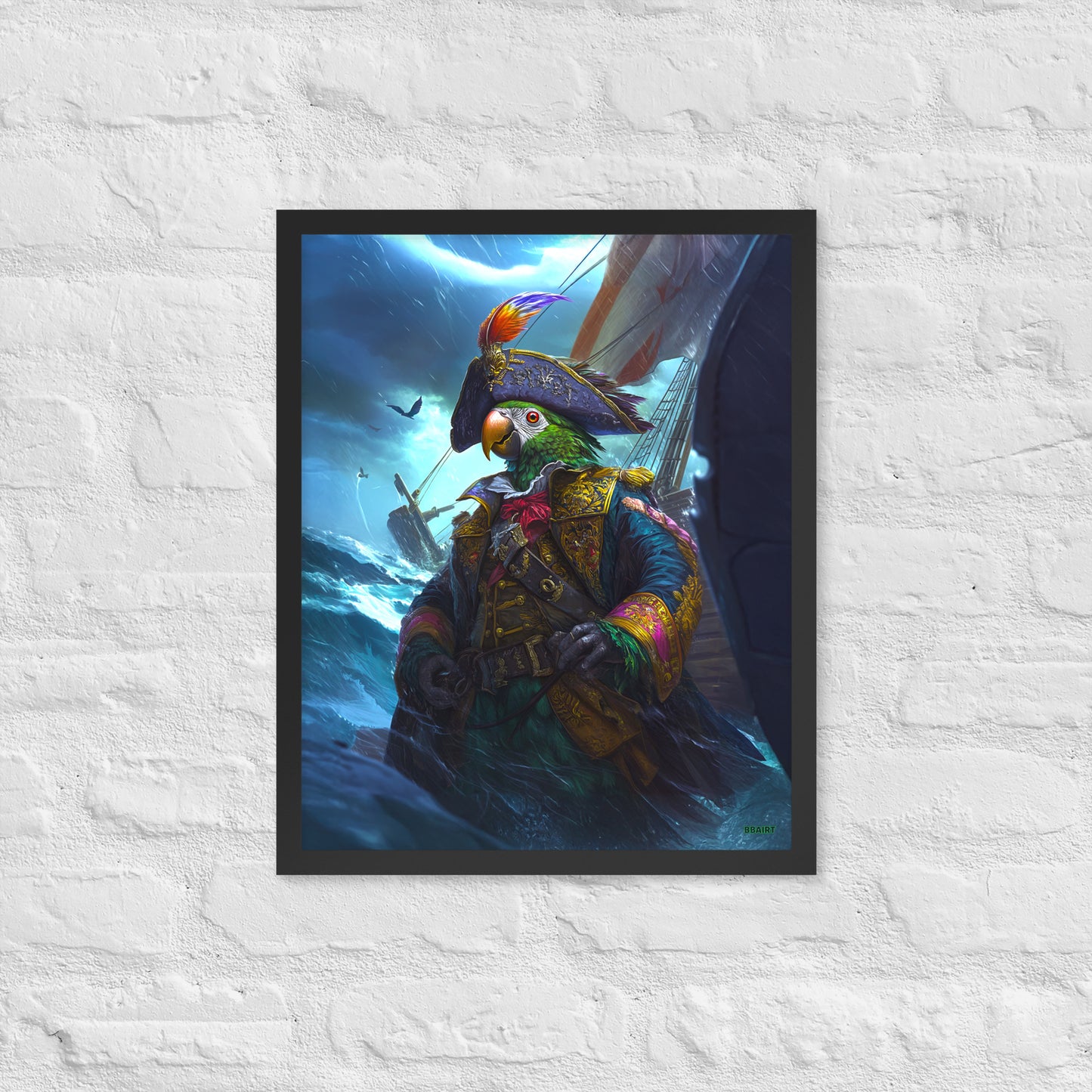 Captain Plume the Pirate Parrot - Framed Photo Paper Poster