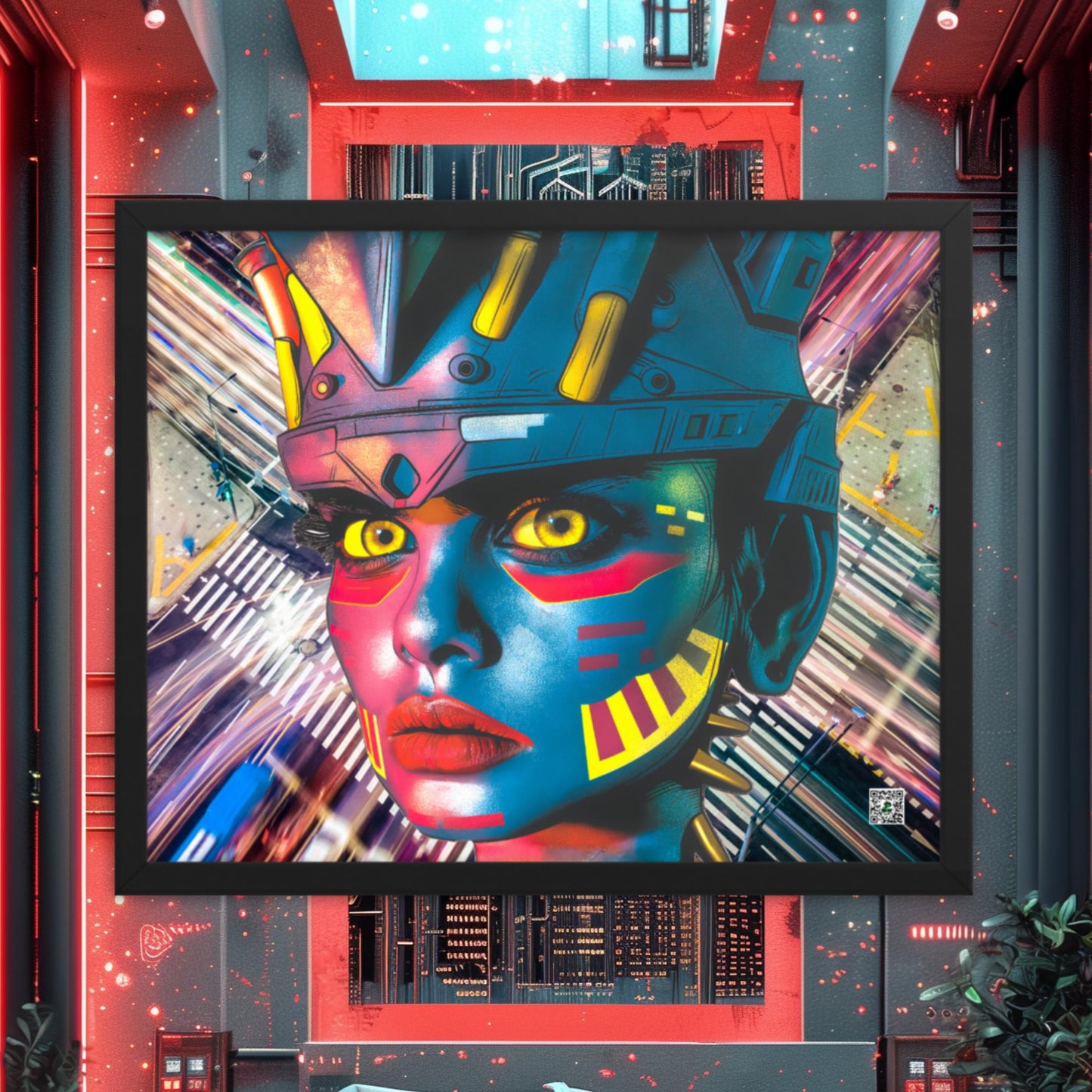 Cyber Empress - Framed photo paper poster - Electric Metropolis Colorway