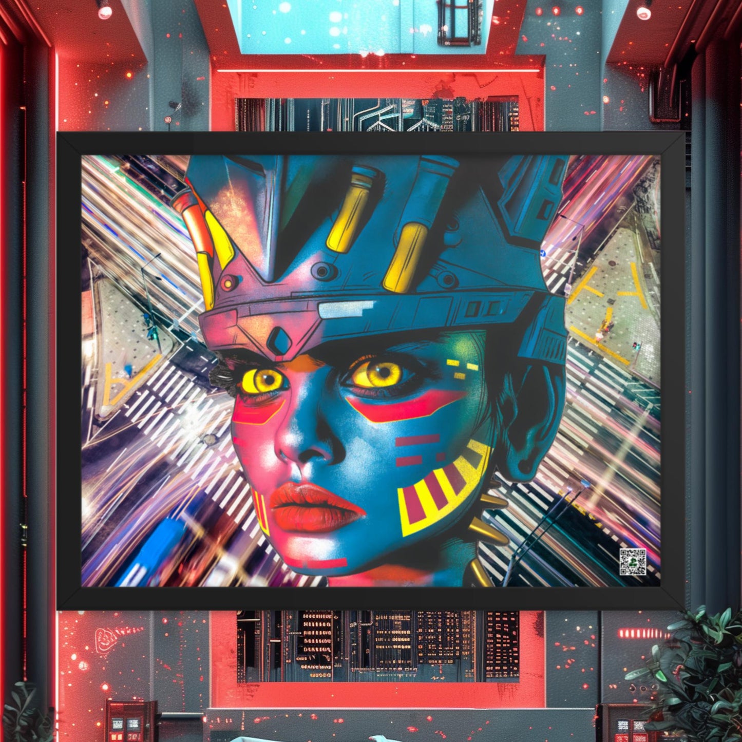 Cyber Empress - Framed photo paper poster - Electric Metropolis Colorway