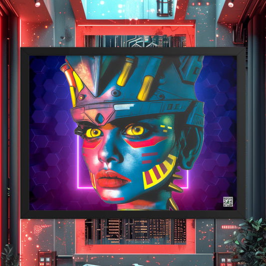 Cyber Empress - Framed photo paper poster - Neon Hex Colorway