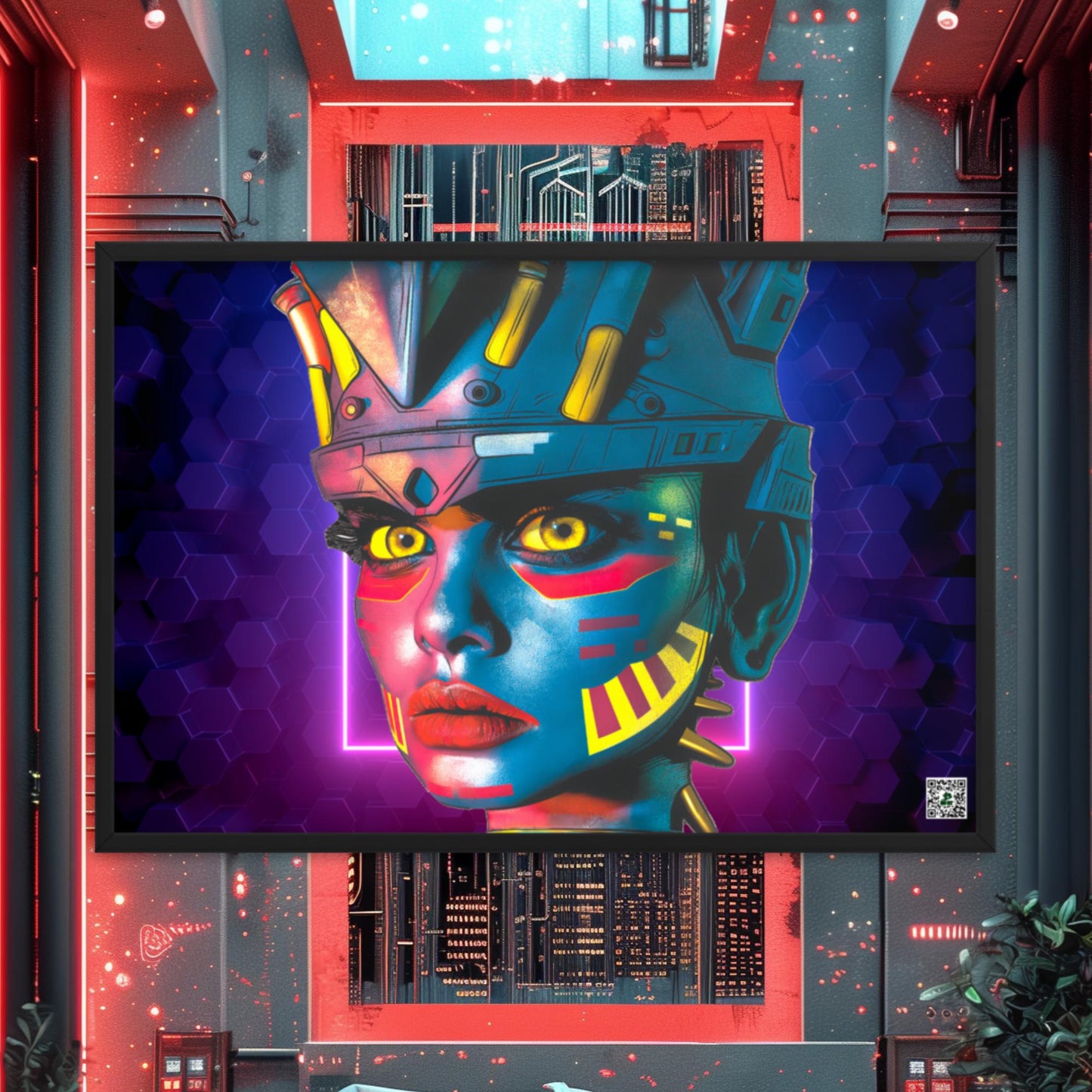 Cyber Empress - Framed photo paper poster - Neon Hex Colorway