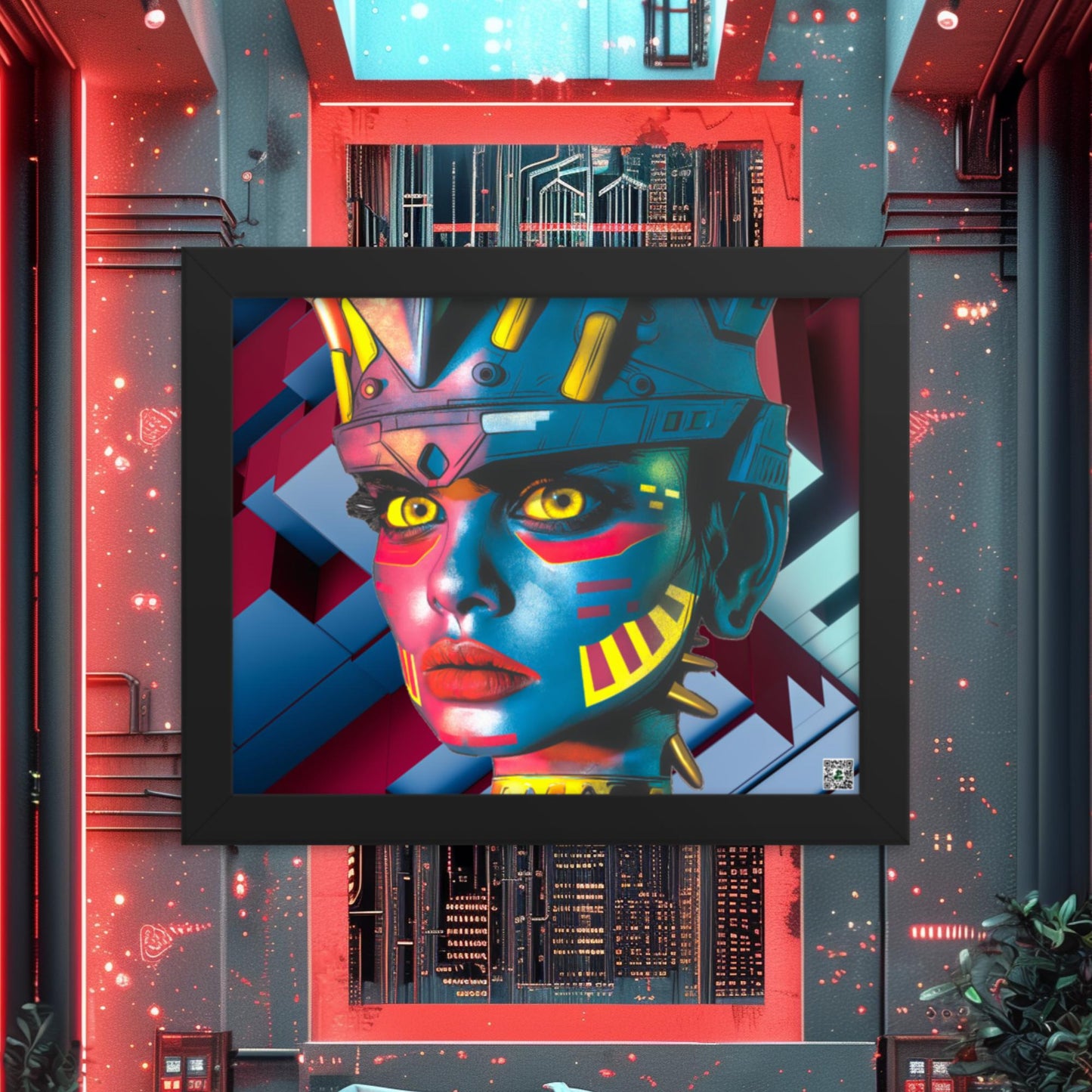 Cyber Empress - Framed photo paper poster - Geometric Pulse Colorway