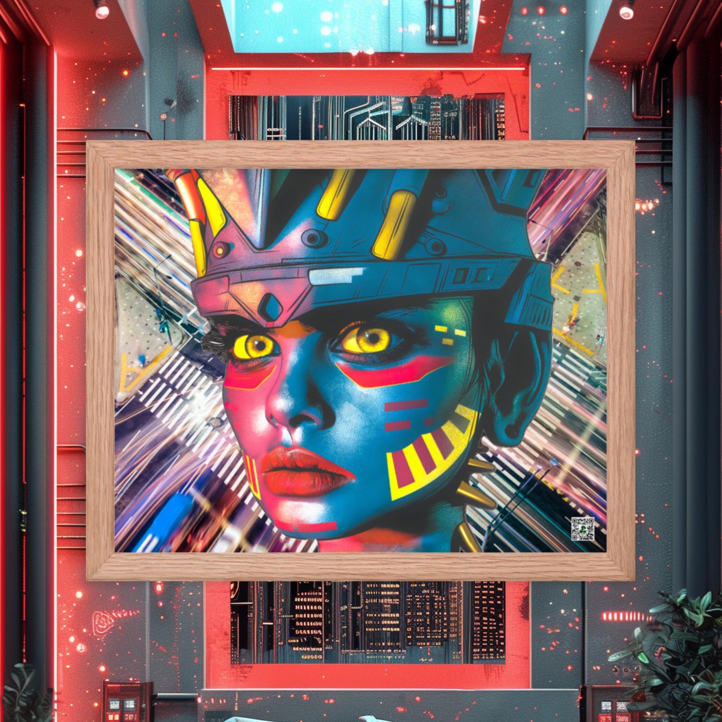 Cyber Empress - Framed photo paper poster - Electric Metropolis Colorway