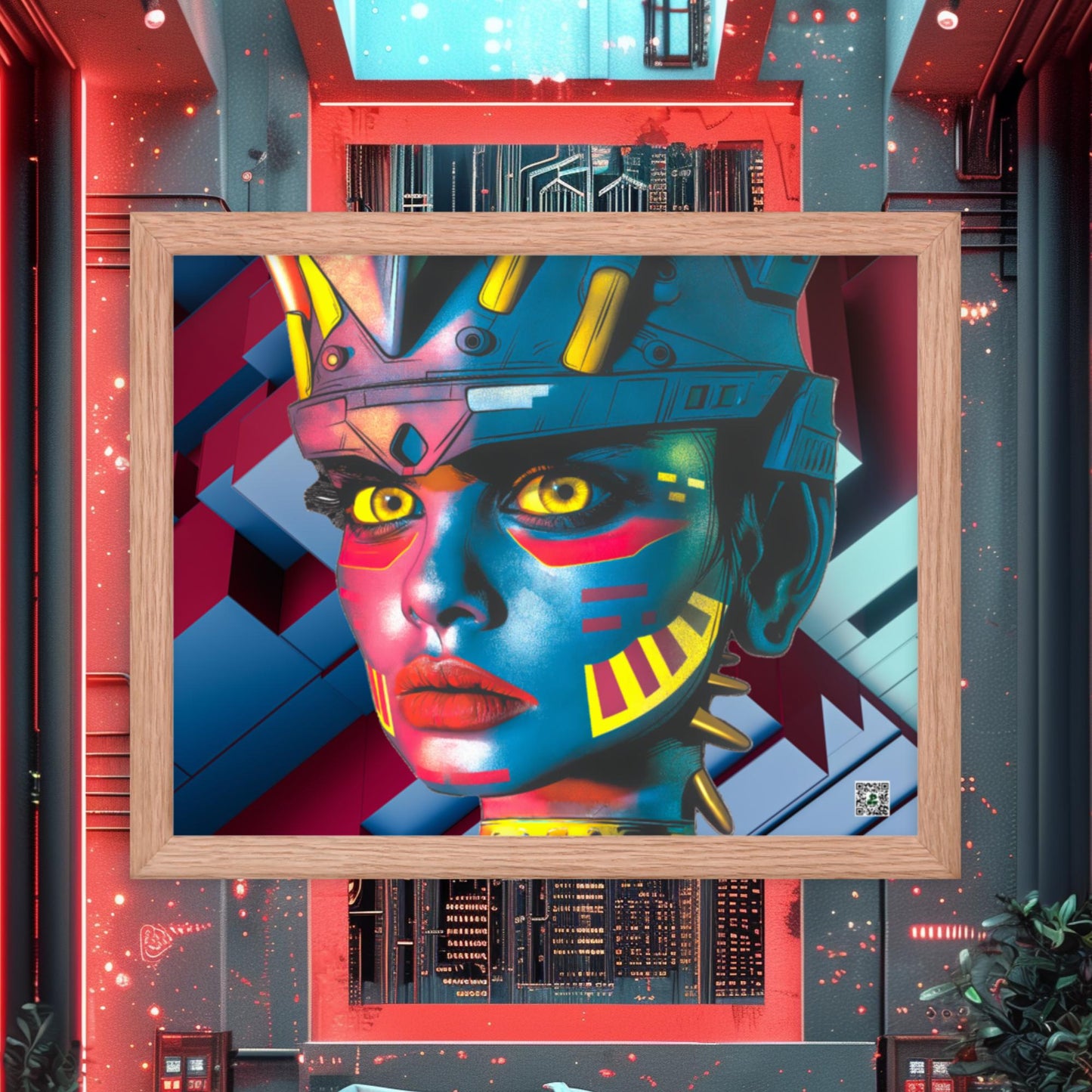 Cyber Empress - Framed photo paper poster - Geometric Pulse Colorway