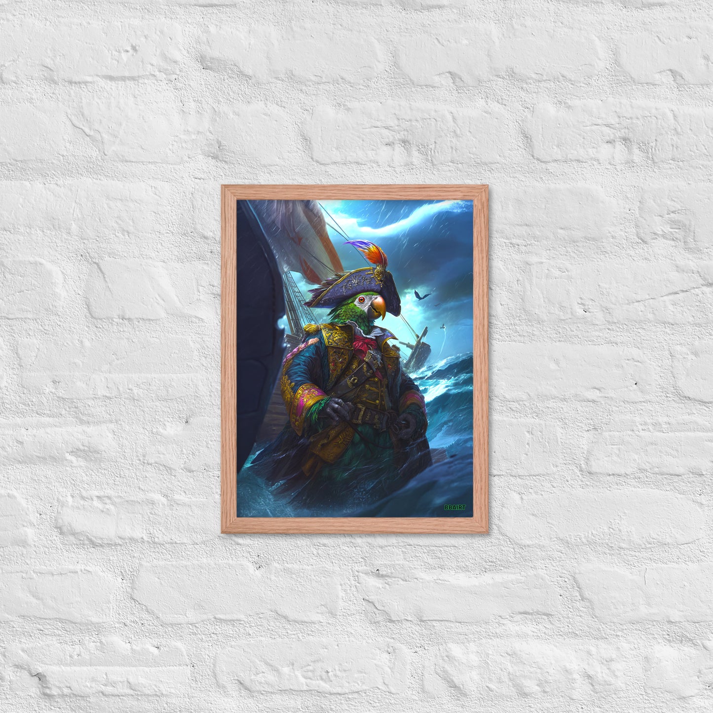 Captain Plume the Pirate Parrot - Framed Photo Paper Poster