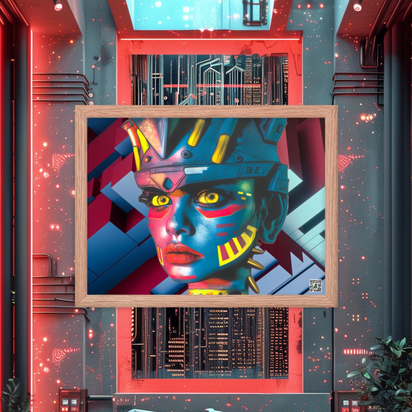 Cyber Empress - Framed photo paper poster - Geometric Pulse Colorway