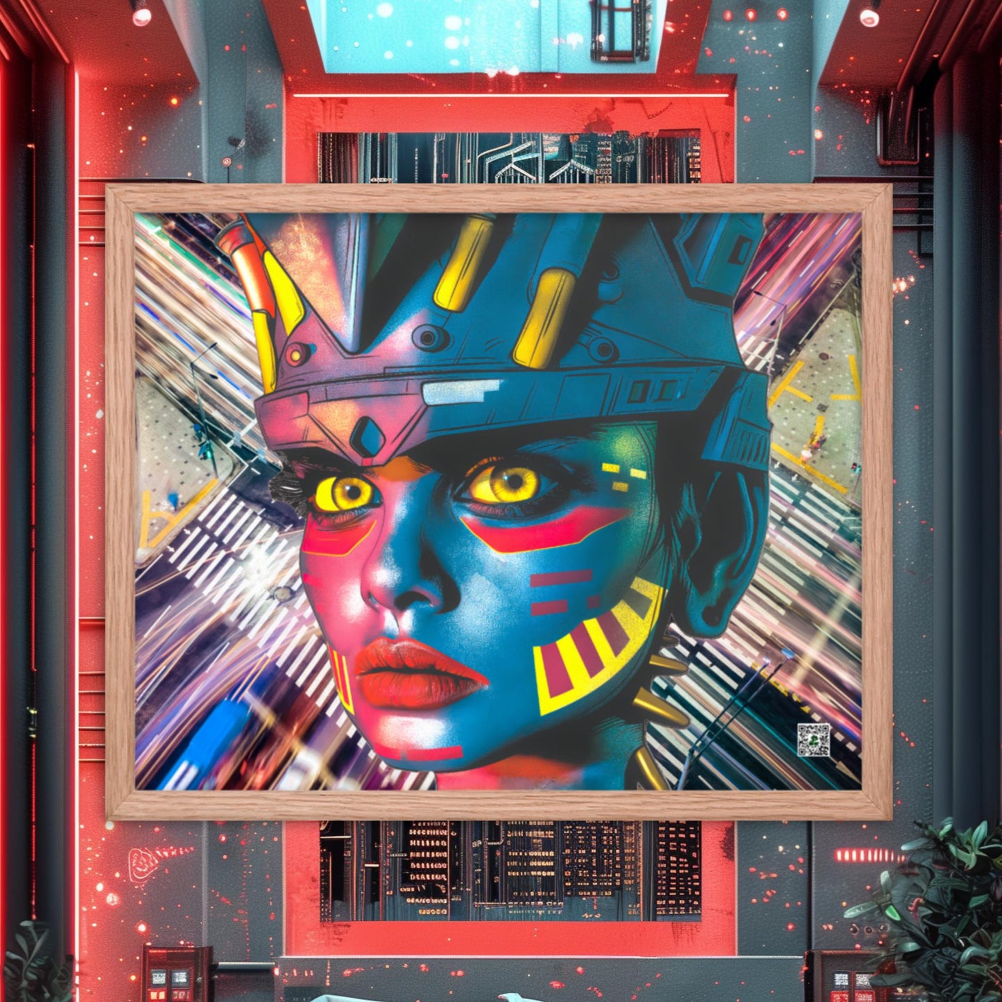 Cyber Empress - Framed photo paper poster - Electric Metropolis Colorway