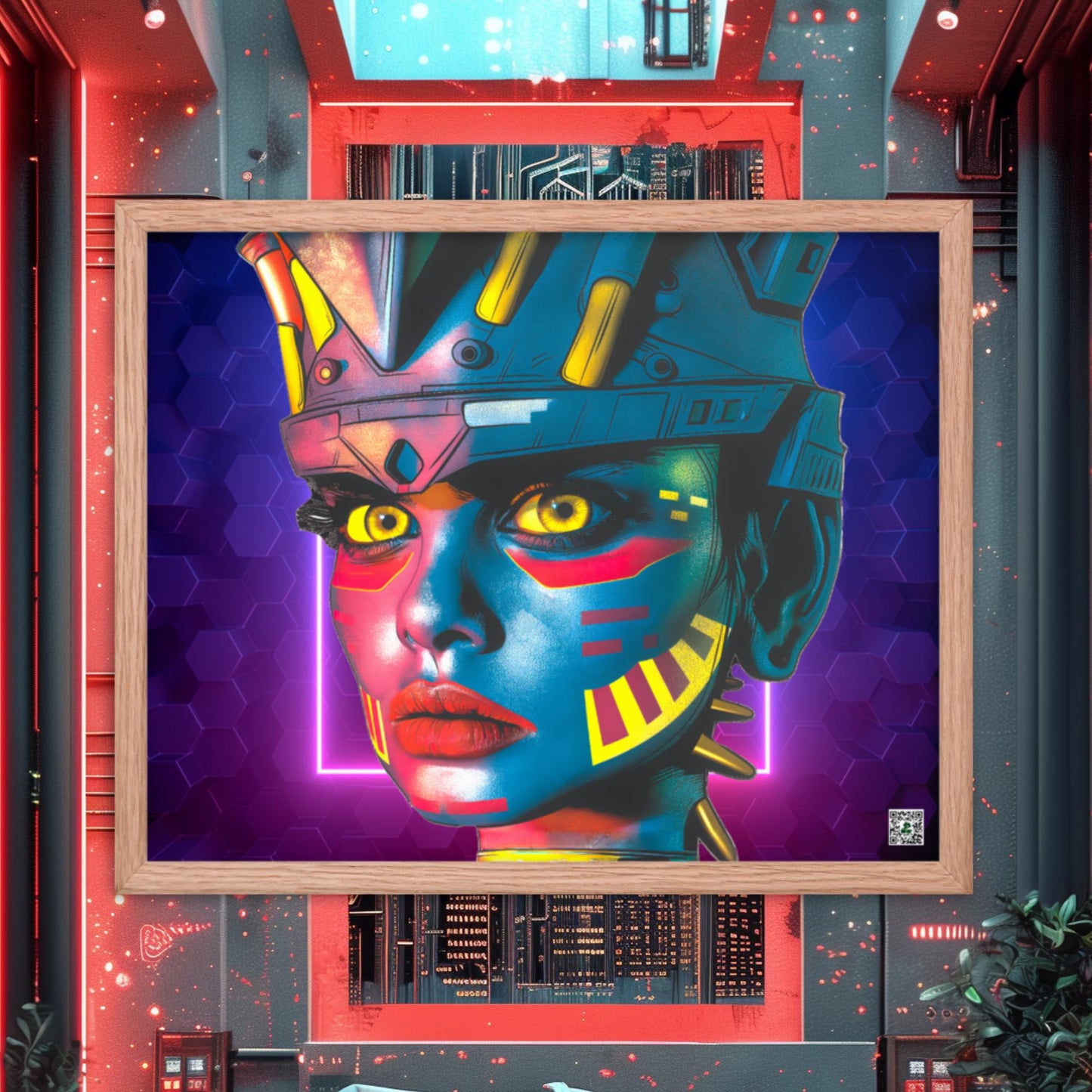 Cyber Empress - Framed photo paper poster - Neon Hex Colorway