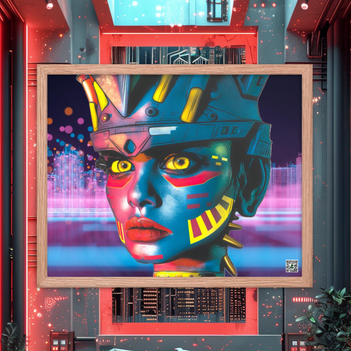 Cyber Empress - Framed photo paper poster - Neon Skyline