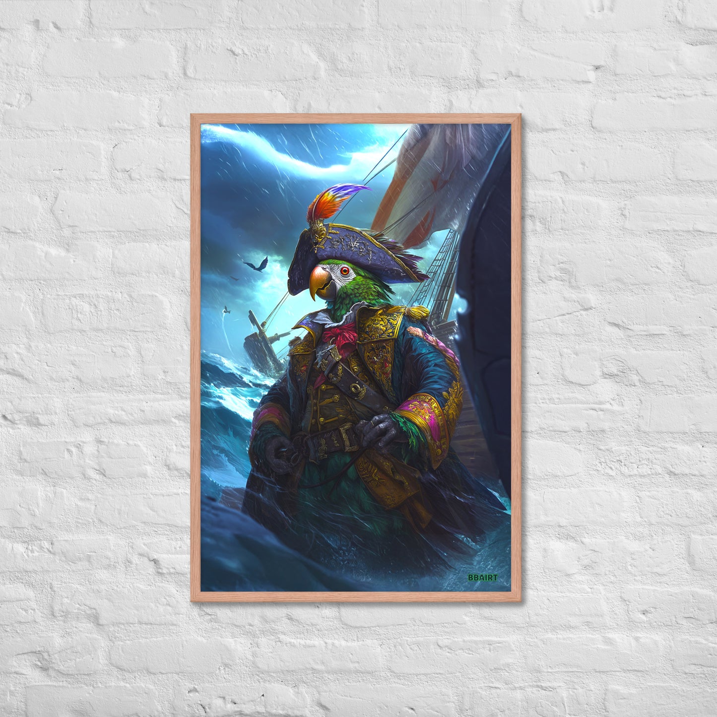 Captain Plume the Pirate Parrot - Framed Photo Paper Poster